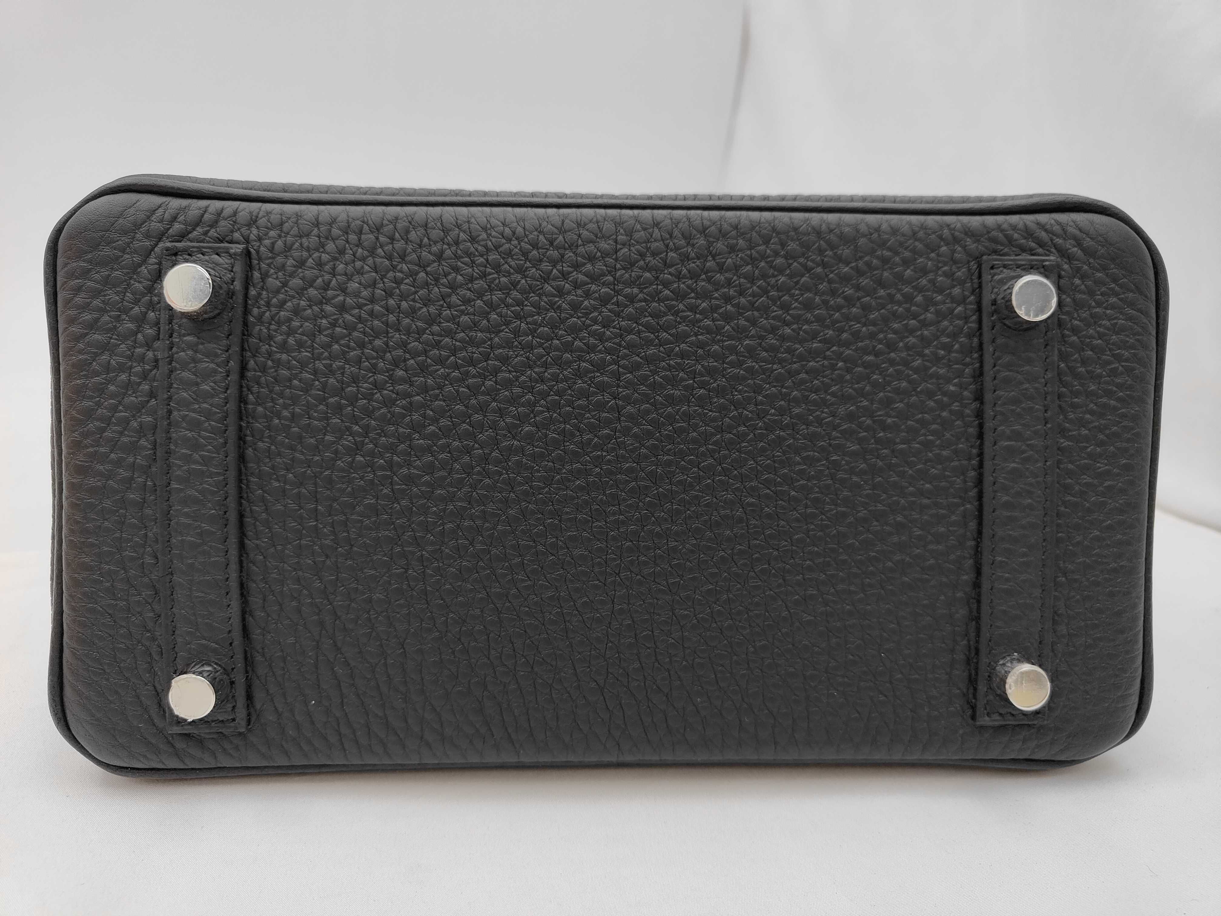 Birkin 25 G stamp Black Silver hardware handbag — view 7