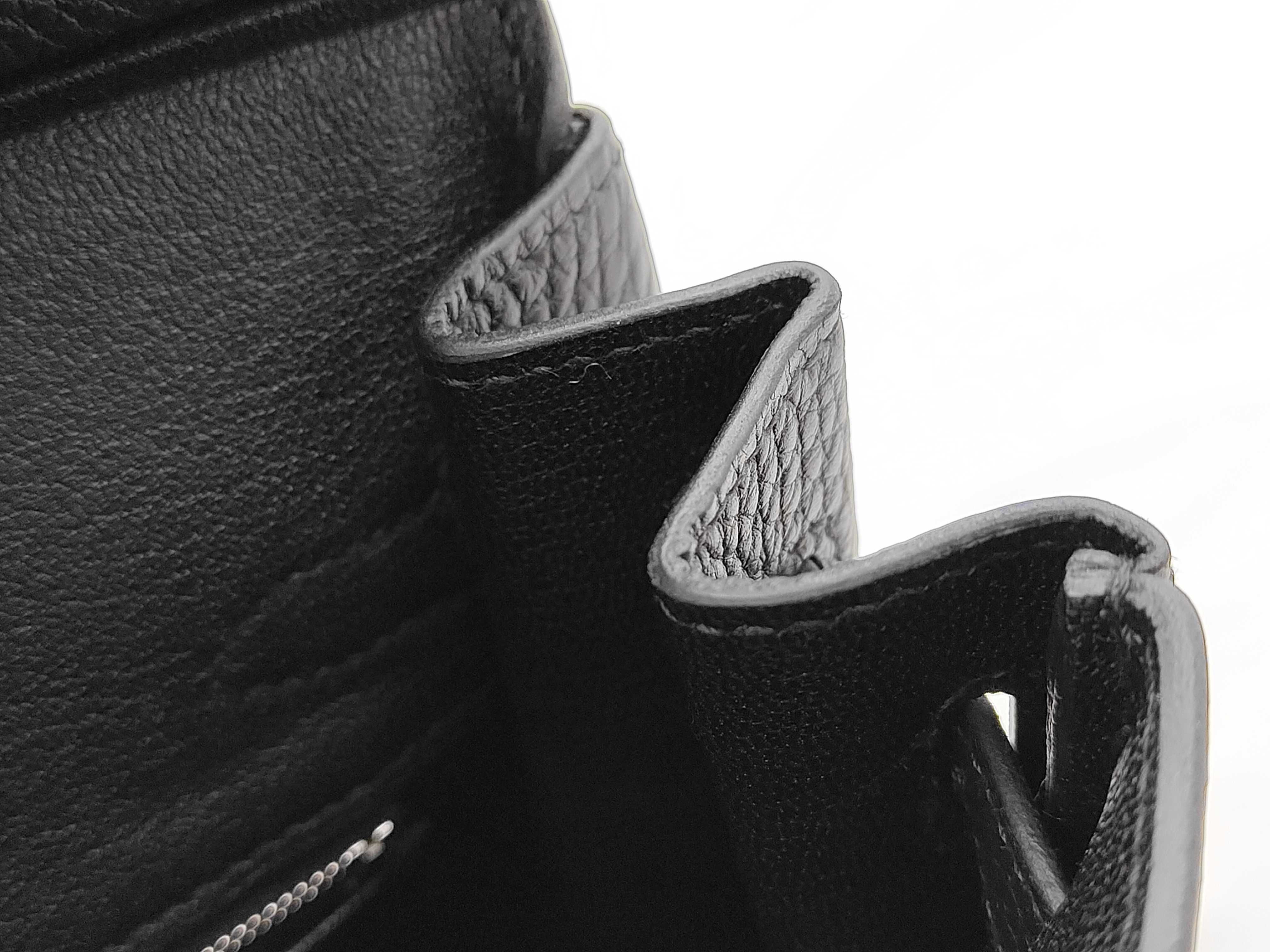 Birkin 25 G stamp Black Silver hardware handbag — view 8