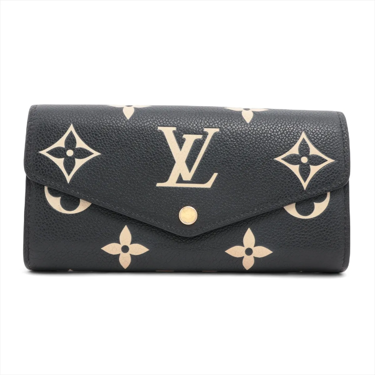 Bicolor Monogram Empreinte Portefeuille Sarah M80496 Noir x Cream Long Wallet (RFID detected)