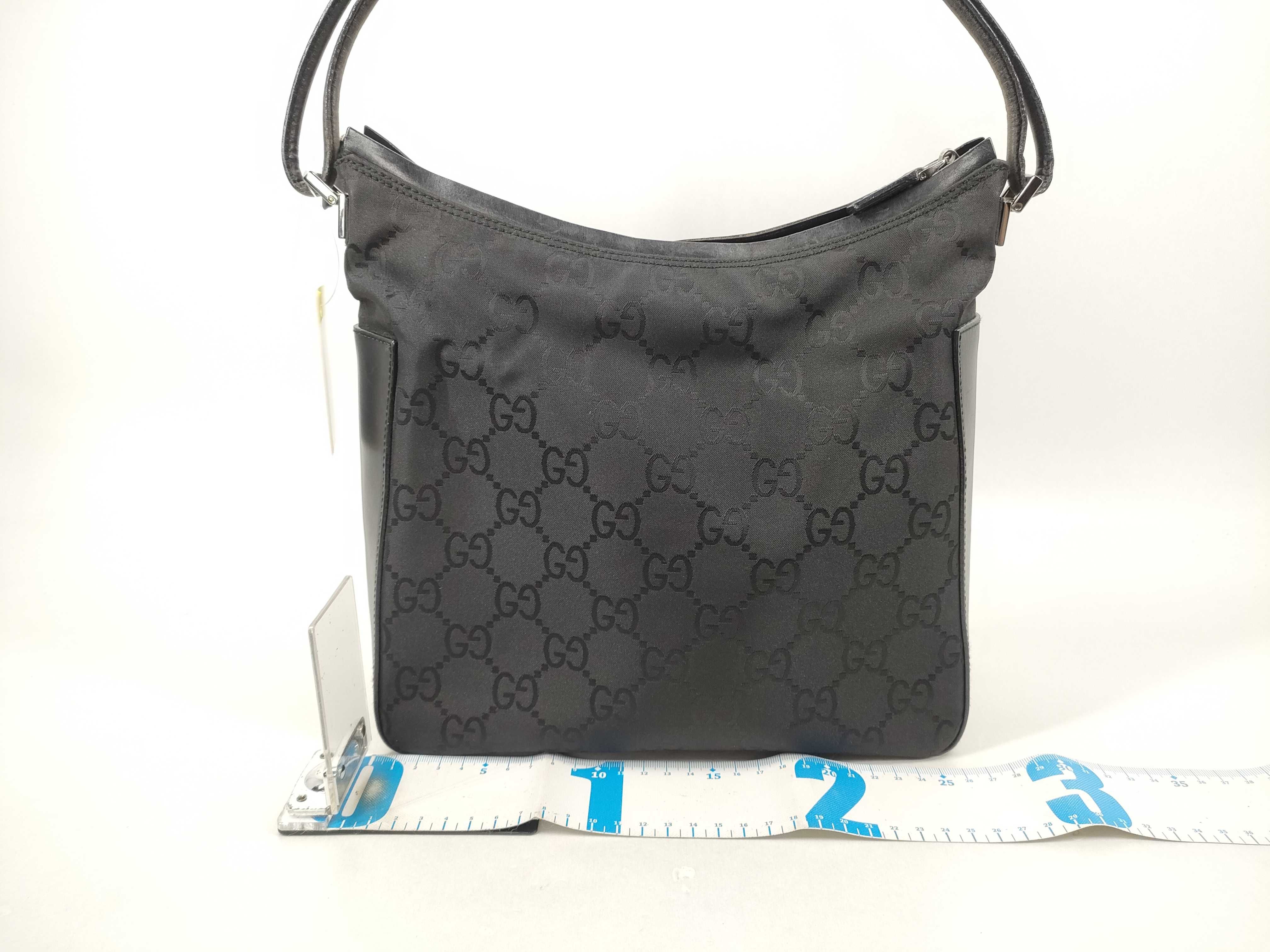 GG Shoulder Bag Black Nylon Leather 001 3766 200047 Shoulder Bag — view 2