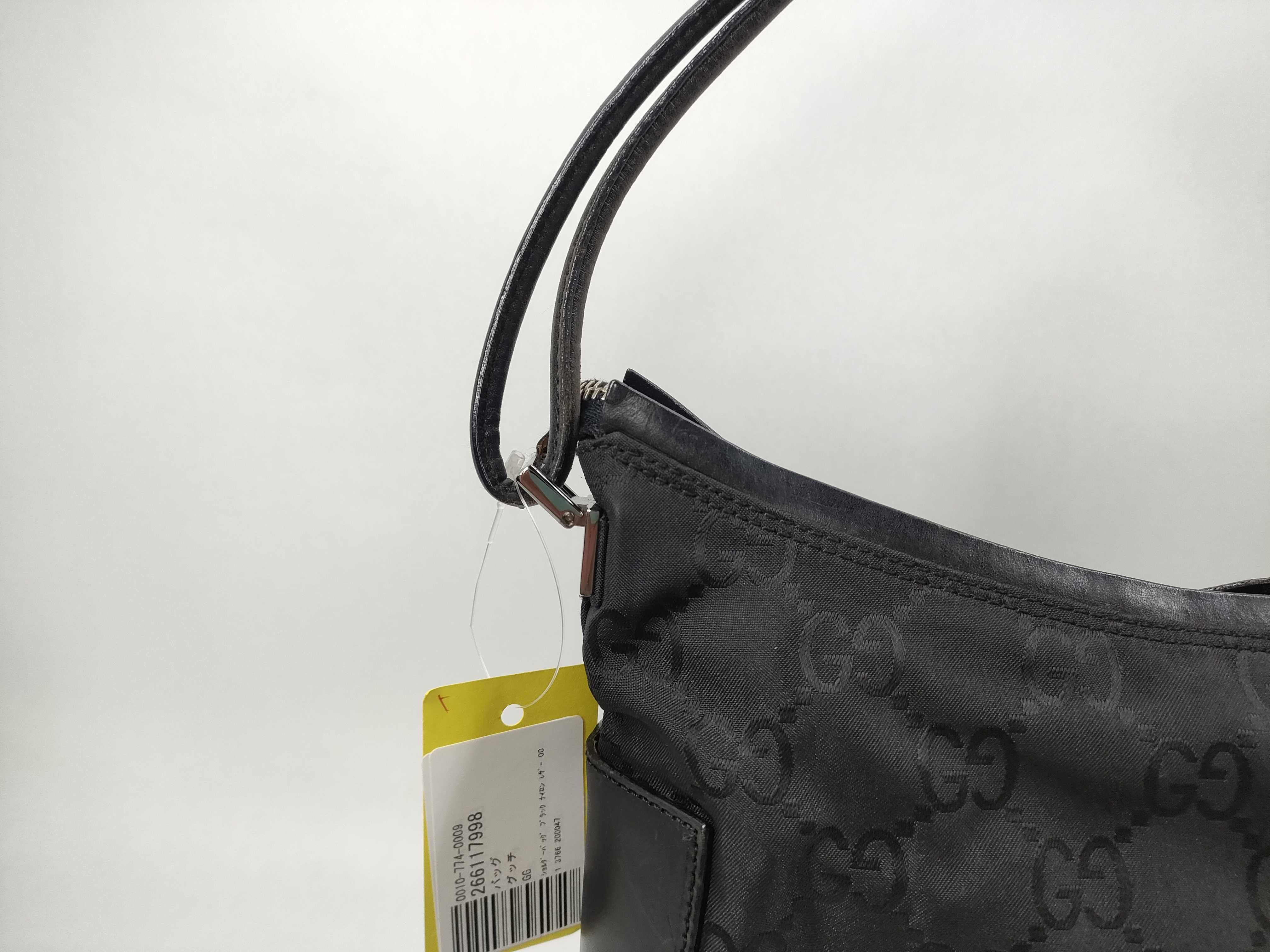 GG Shoulder Bag Black Nylon Leather 001 3766 200047 Shoulder Bag — view 3