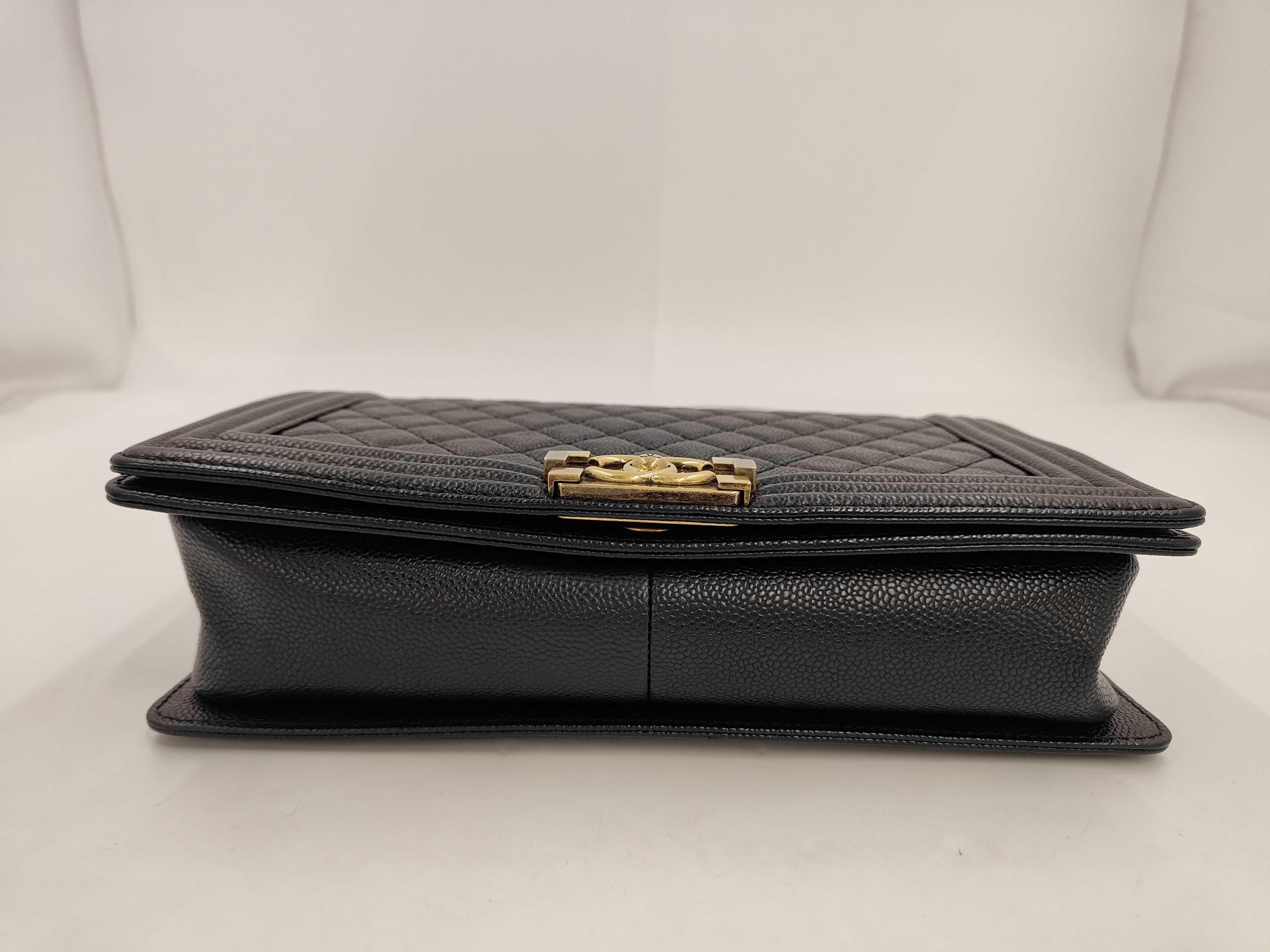 Boy Chanel Caviar Leather Shoulder Bag, Size 28 — view 3