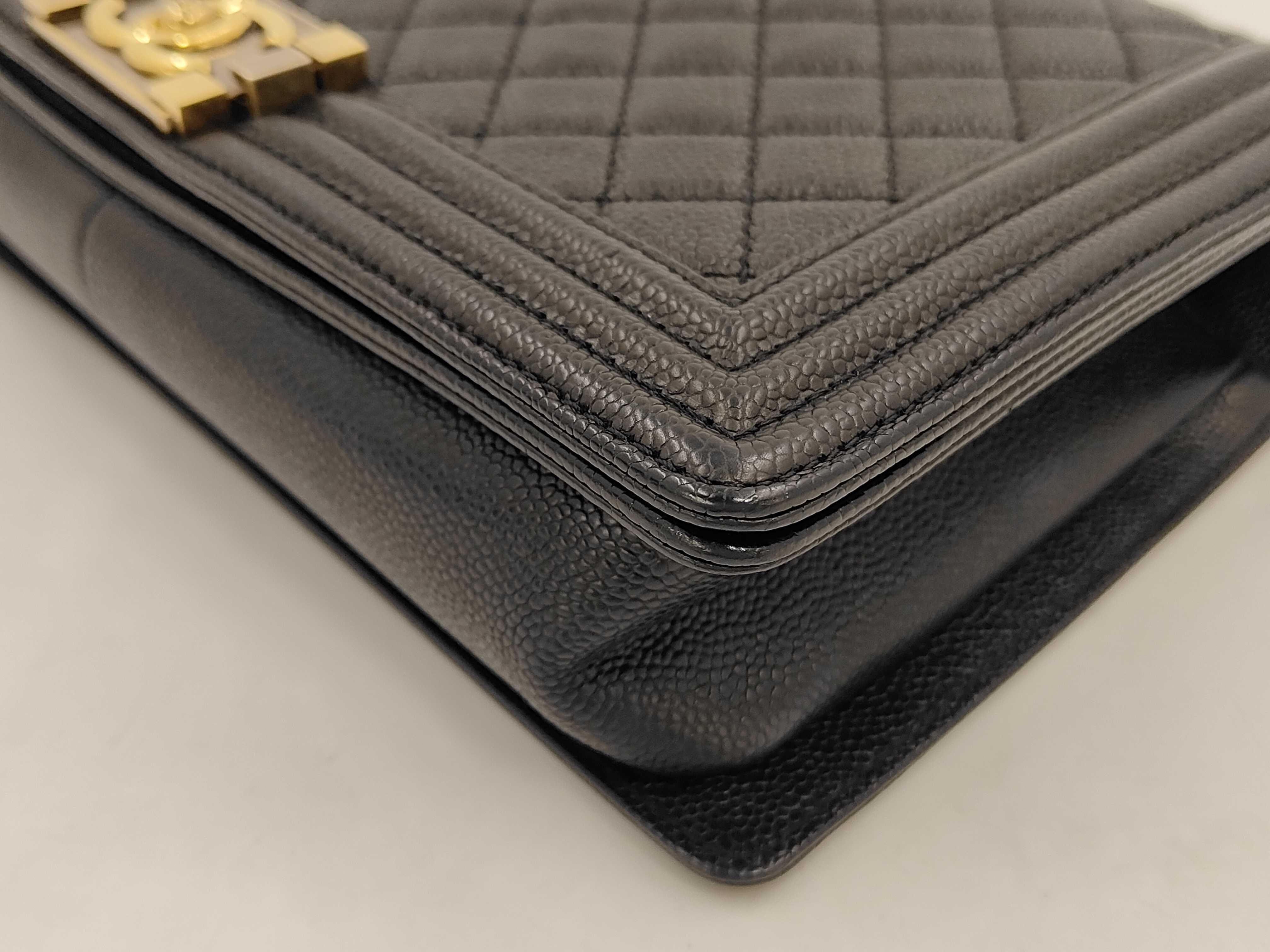 Boy Chanel Caviar Leather Shoulder Bag, Size 28 — view 4