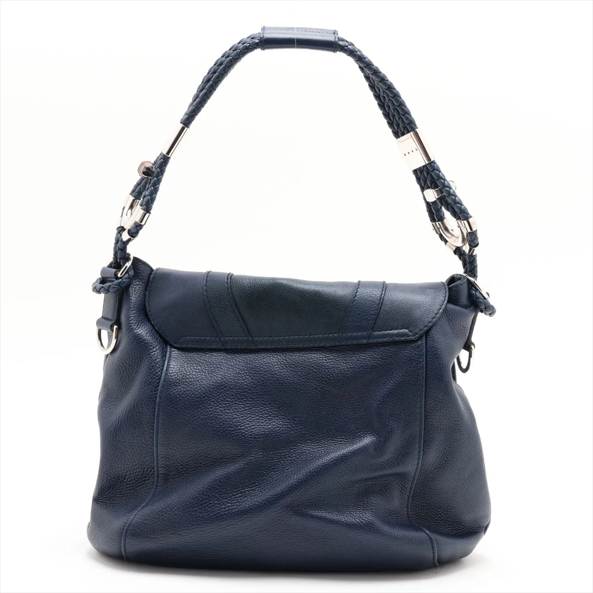240237 Leather 2-Way Shoulder Bag, Navy — view 2