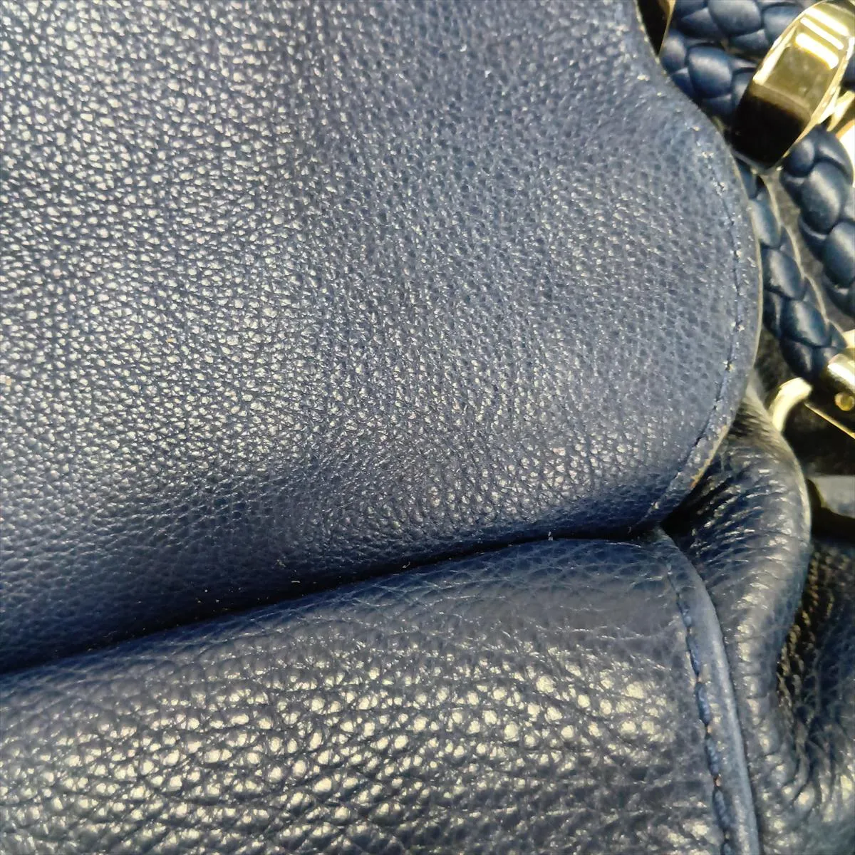 240237 Leather 2-Way Shoulder Bag, Navy — view 14