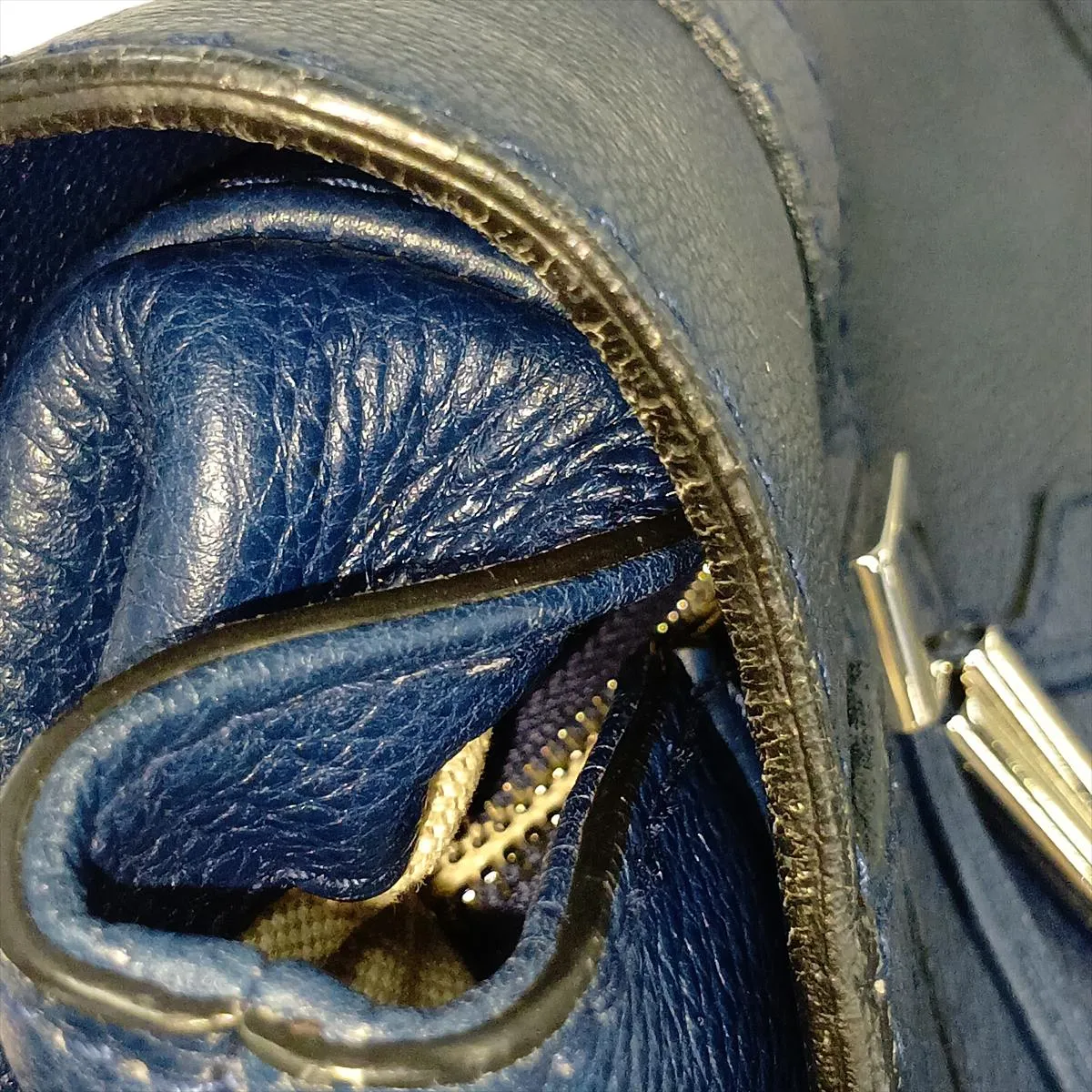 240237 Leather 2-Way Shoulder Bag, Navy — view 15