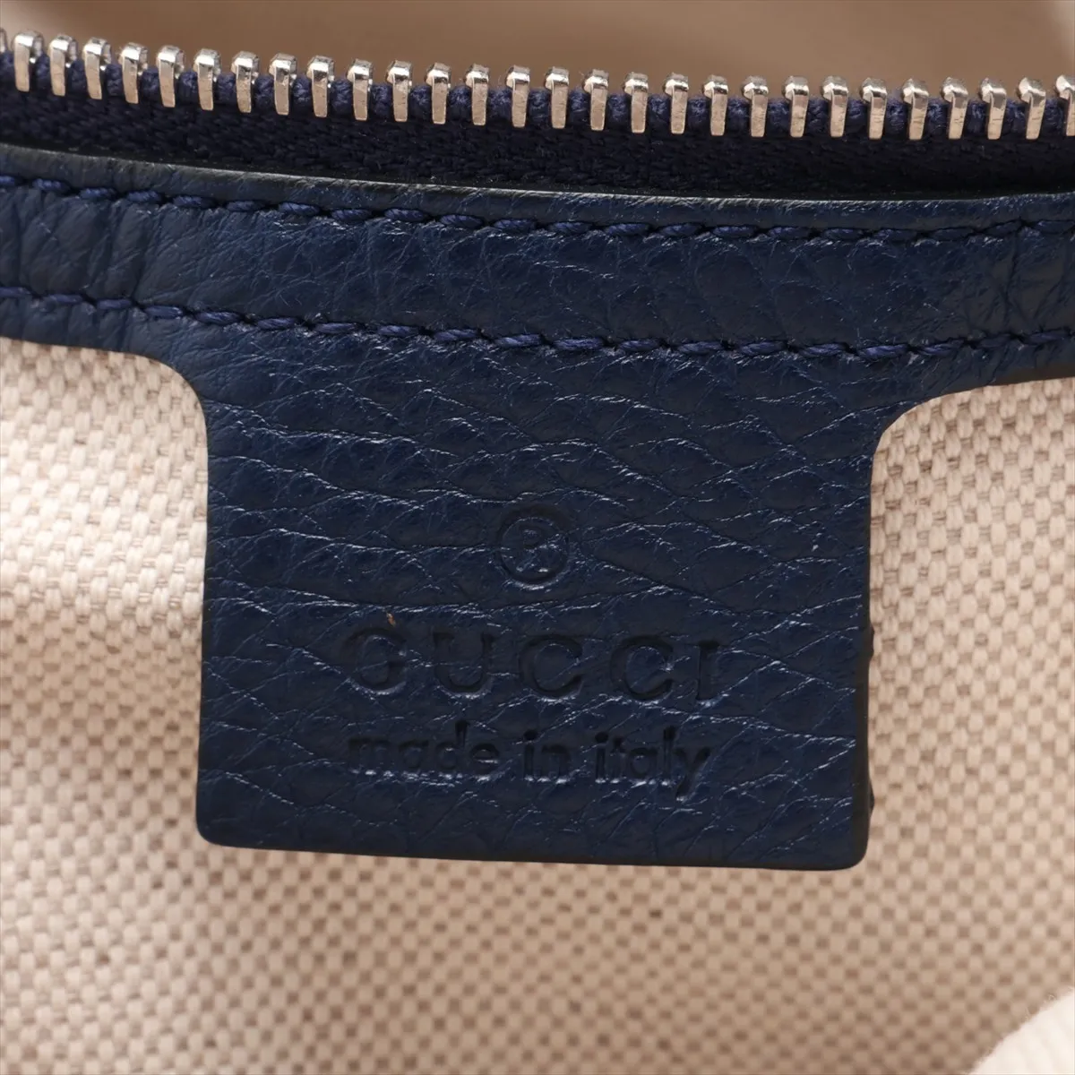 240237 Leather 2-Way Shoulder Bag, Navy — view 10