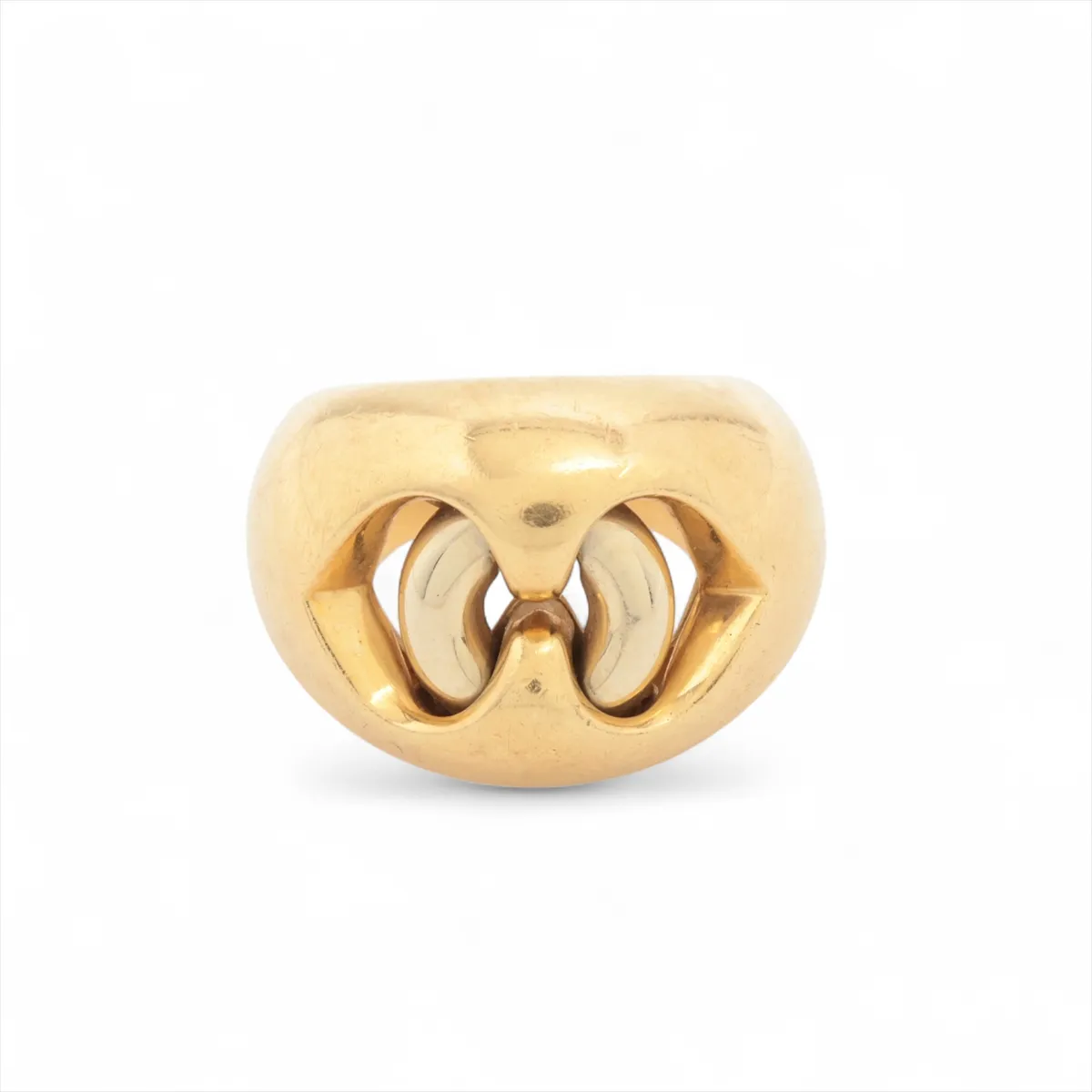 Abraccio Ring, 750 (Yellow Gold x White Gold), 14.3g, with holes and double brand engraving.