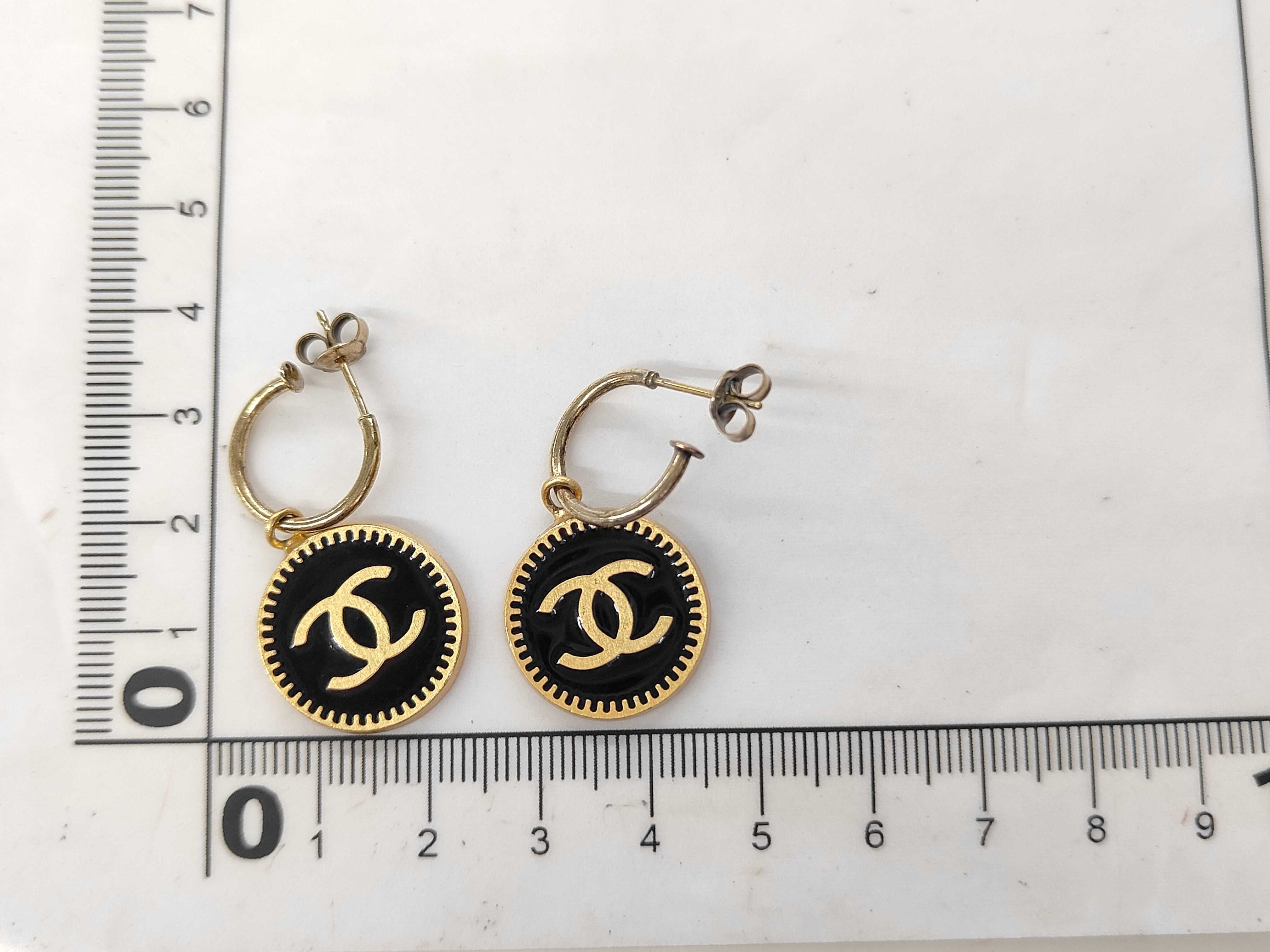 Round Coco Black x Gold Earrings — view 7