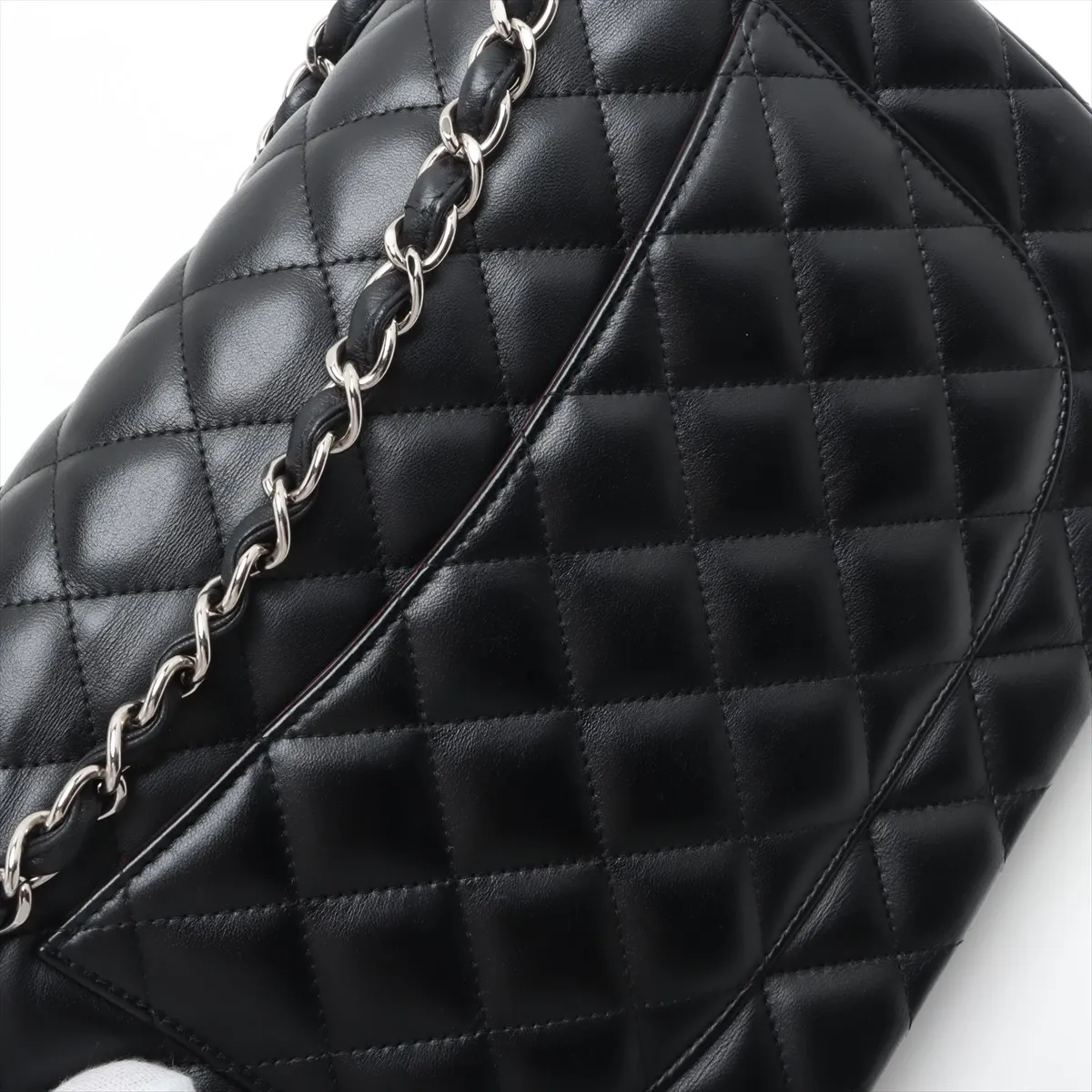 Deca Matelasse 30 Large Lambskin Double Flap Double Chain Bag Black Silver Hardware 14563235 14th Series A58600 — view 13