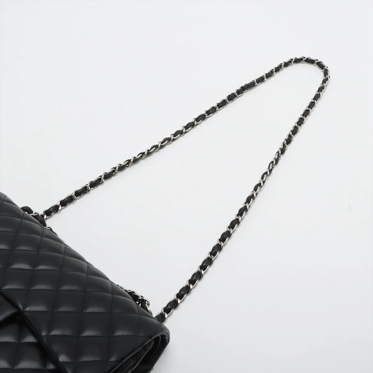 Deca Matelasse 30 Large Lambskin Double Flap Double Chain Bag Black Silver Hardware 14563235 14th Series A58600 — view 5