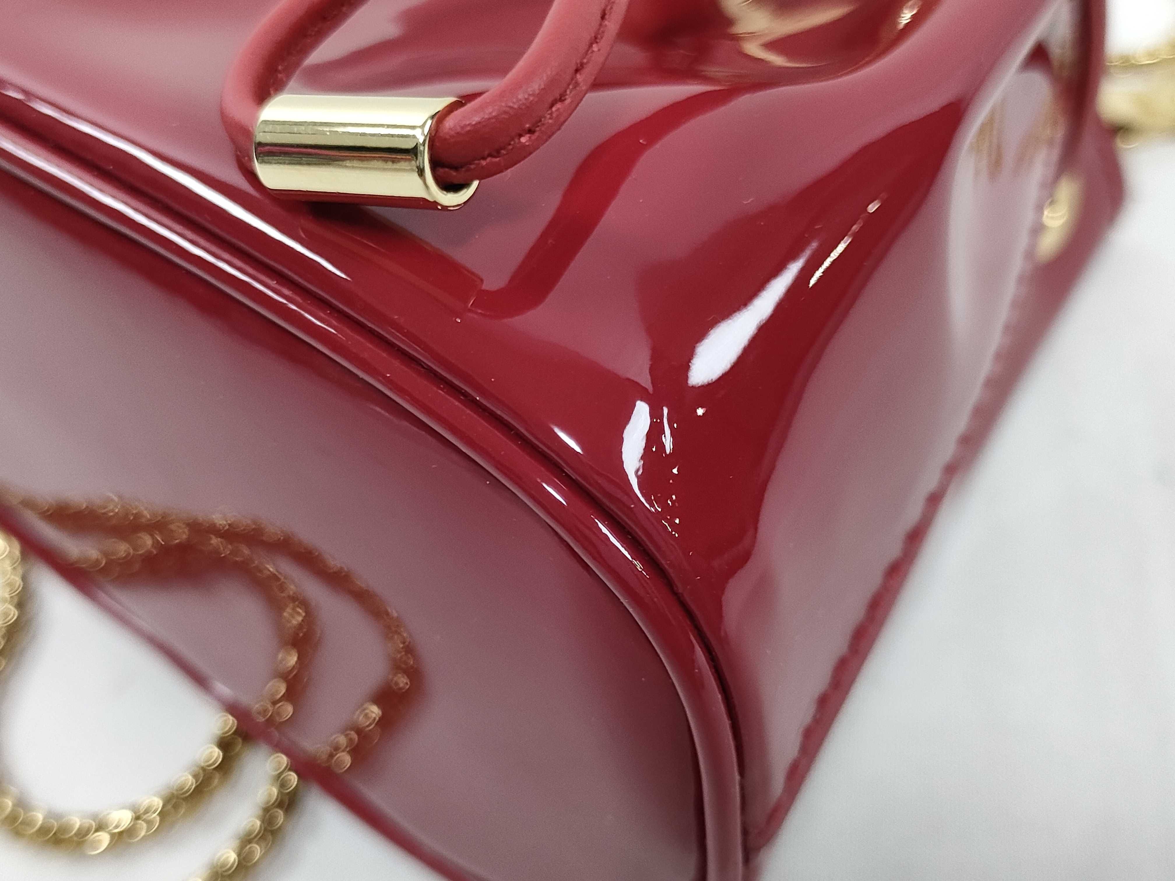 patent leather chain shoulder bag, red, 1NR016 (shoulder bag) — view 6
