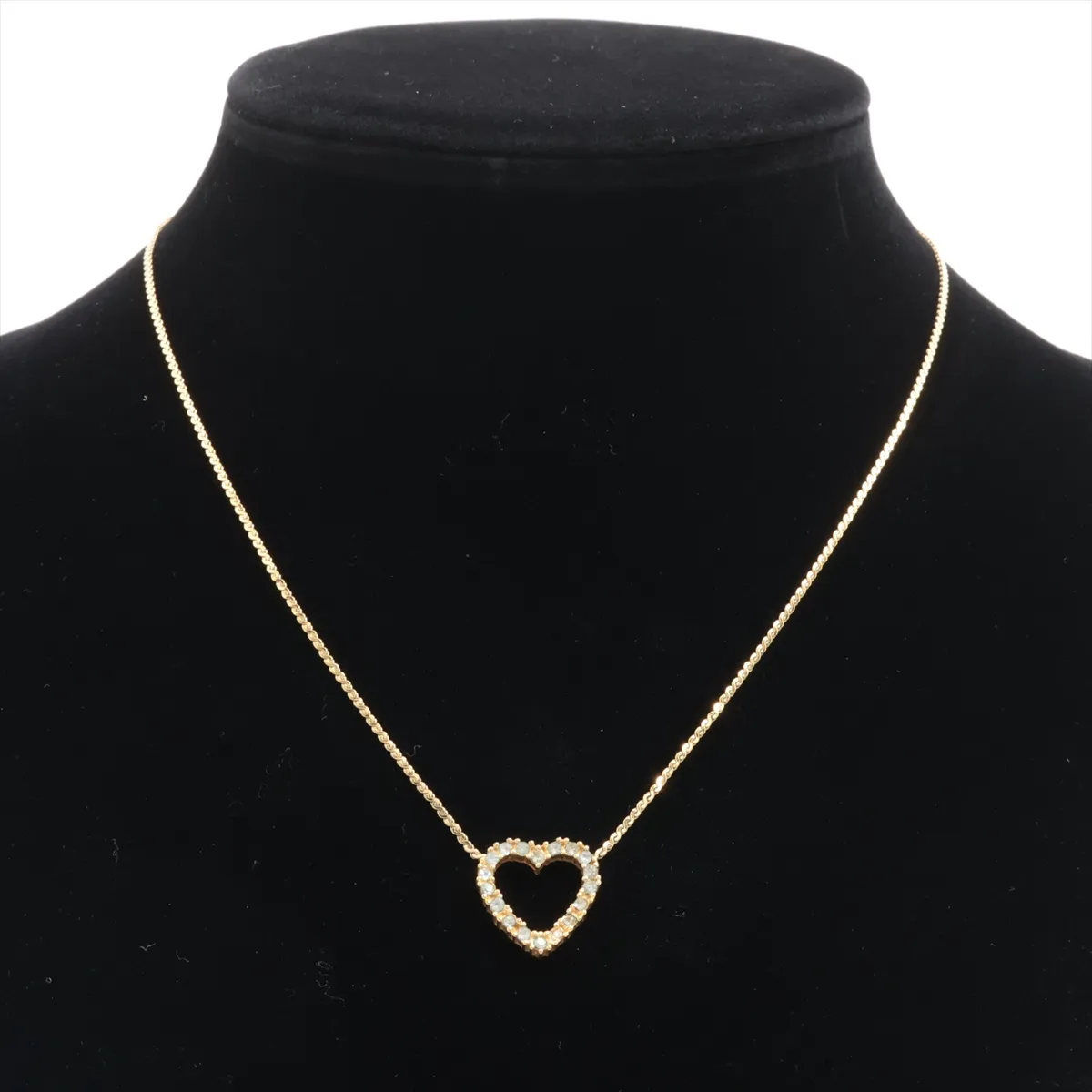 Heart Necklace, GP x Rhinestone, Gold. Shows — view 5
