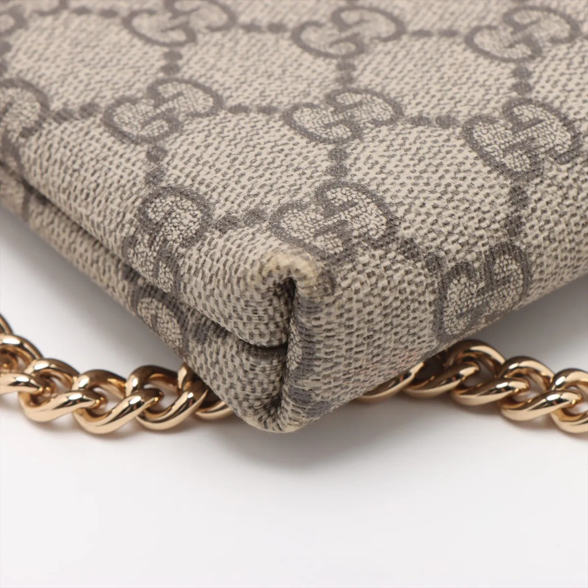 GG Supreme PVC Chain Wallet Beige 428449 — view 12