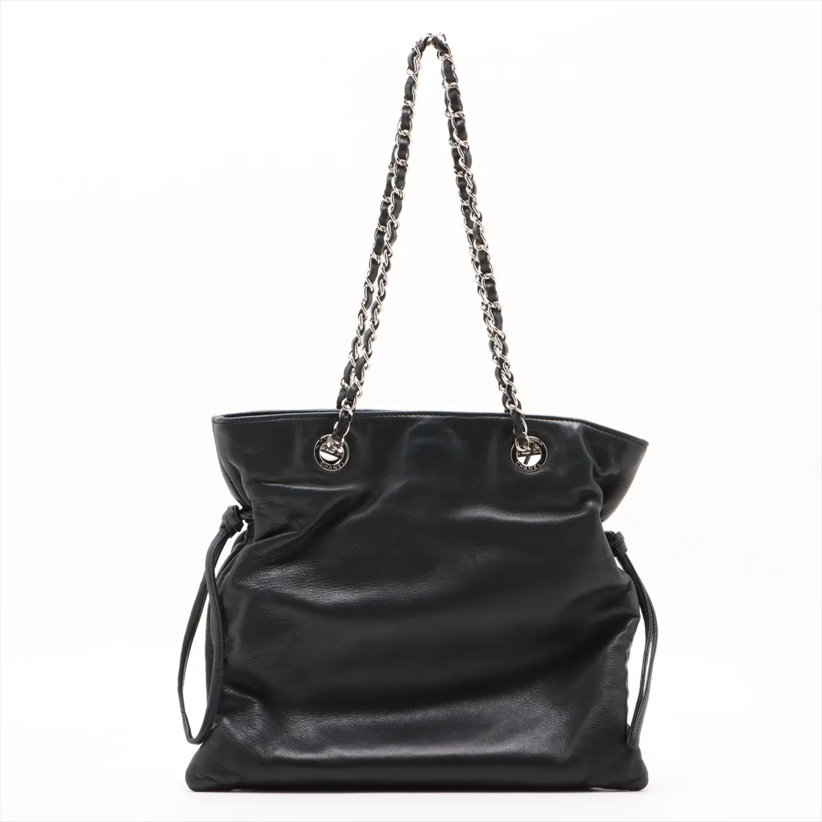 Cocomark Leather Chain Tote Bag Black Silver Hardware 12683597 No. 12 — view 2
