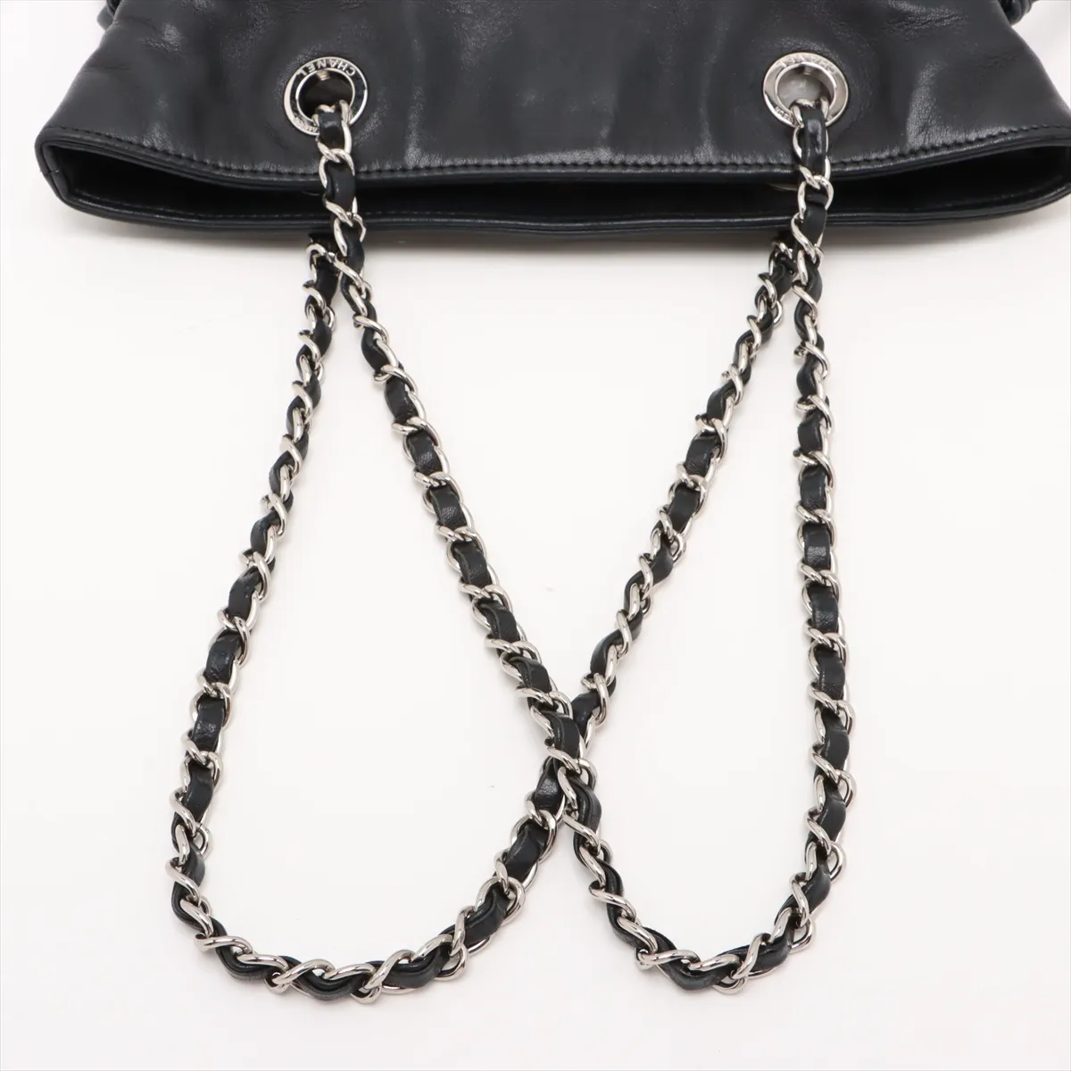 Cocomark Leather Chain Tote Bag Black Silver Hardware 12683597 No. 12 — view 5