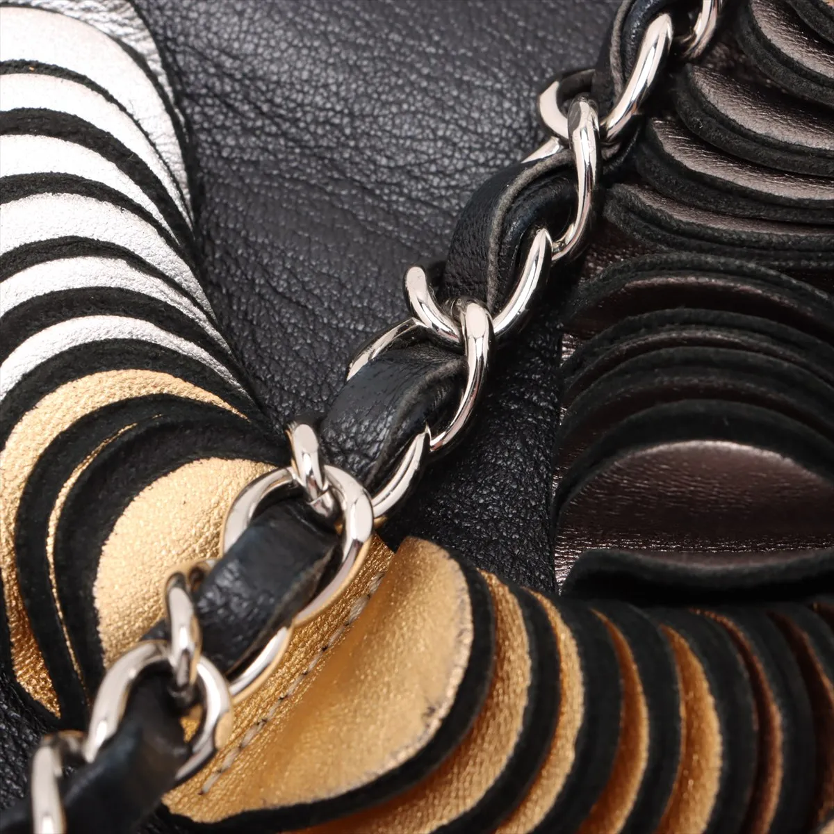 Cocomark Leather Chain Tote Bag Black Silver Hardware 12683597 No. 12 — view 10