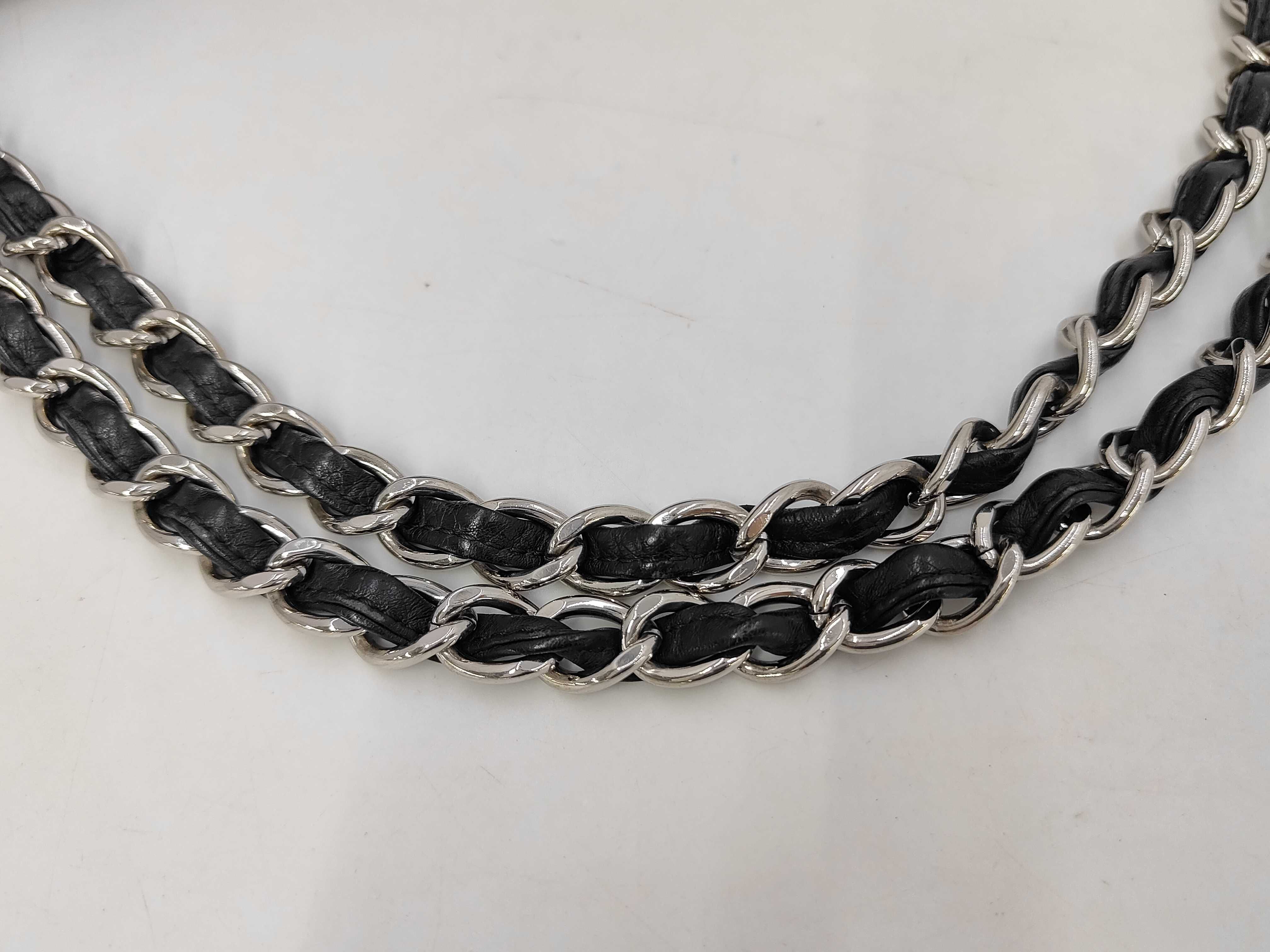 Matelassé Double Chain Shoulder Bag, Lambskin, Black, Silver Hardware, 15828133, Seal, 32x23x9cm, Shoulder Strap Approx. 60-100cm, Shoulder Bag — view 6