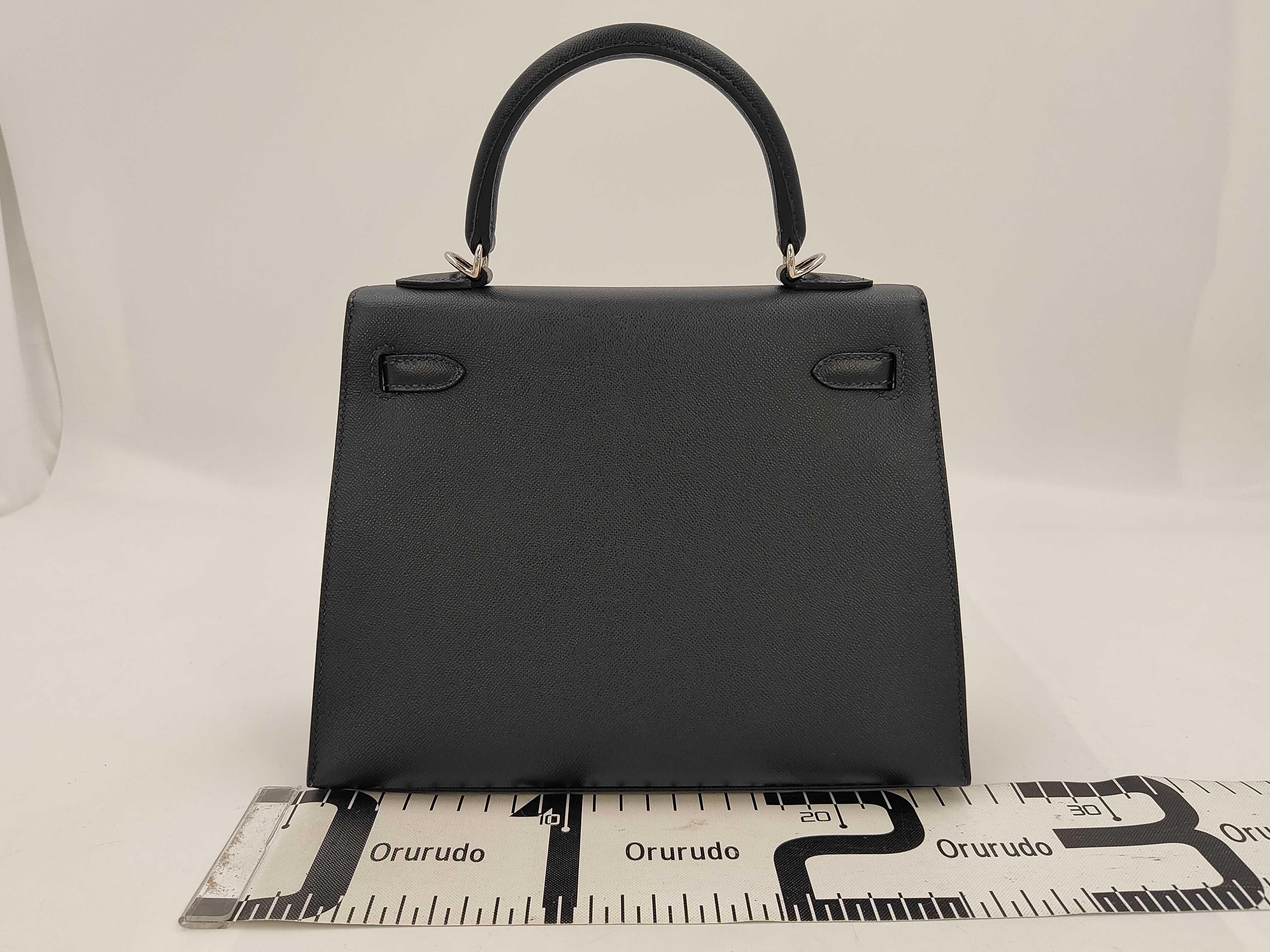 Kelly 25 Veau Madame Vert Rousseau Silver Hardware U Stamp Handbag — view 2