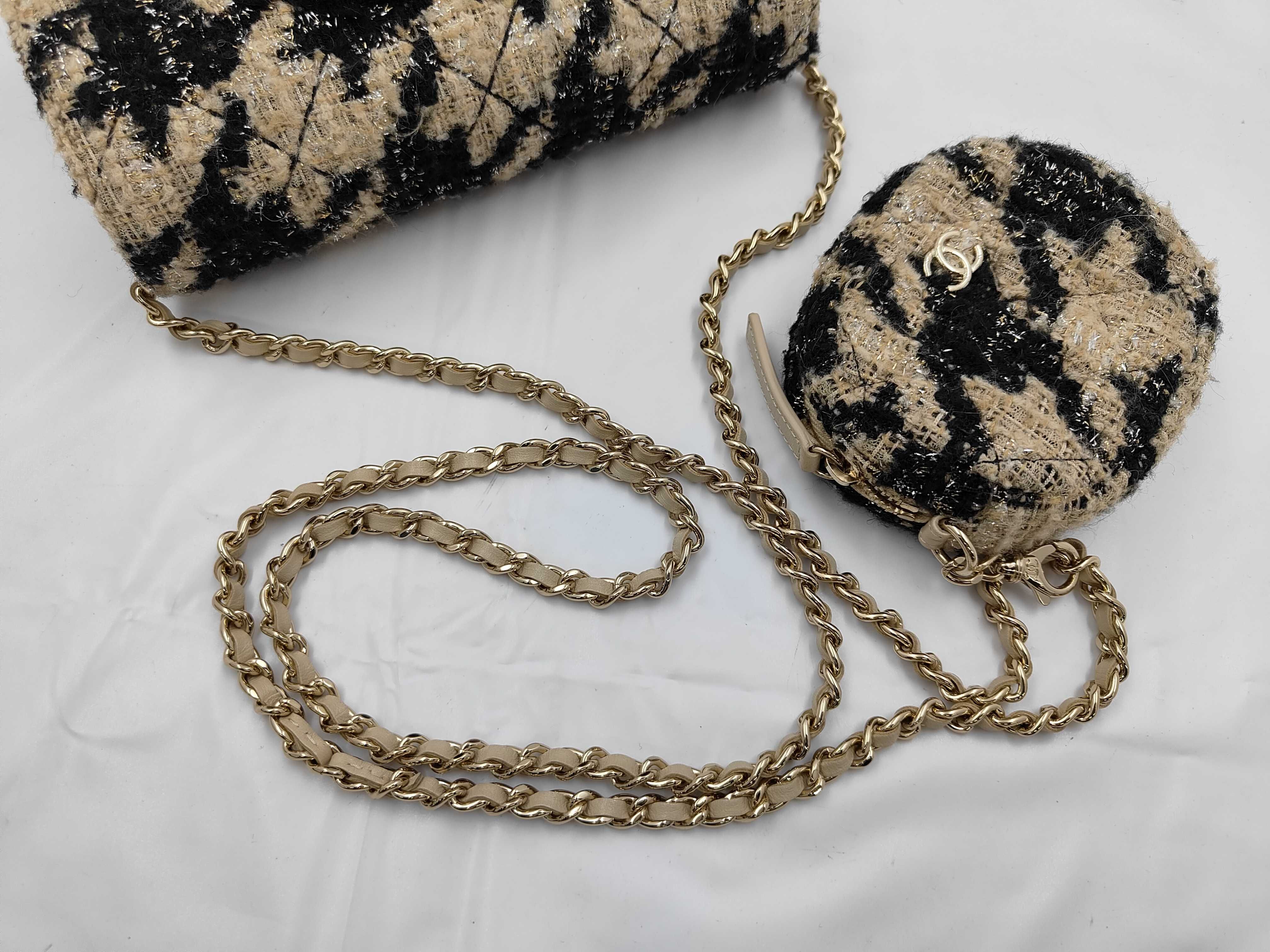 Matelassé Tweed Shoulder Bag with Pouch — view 2