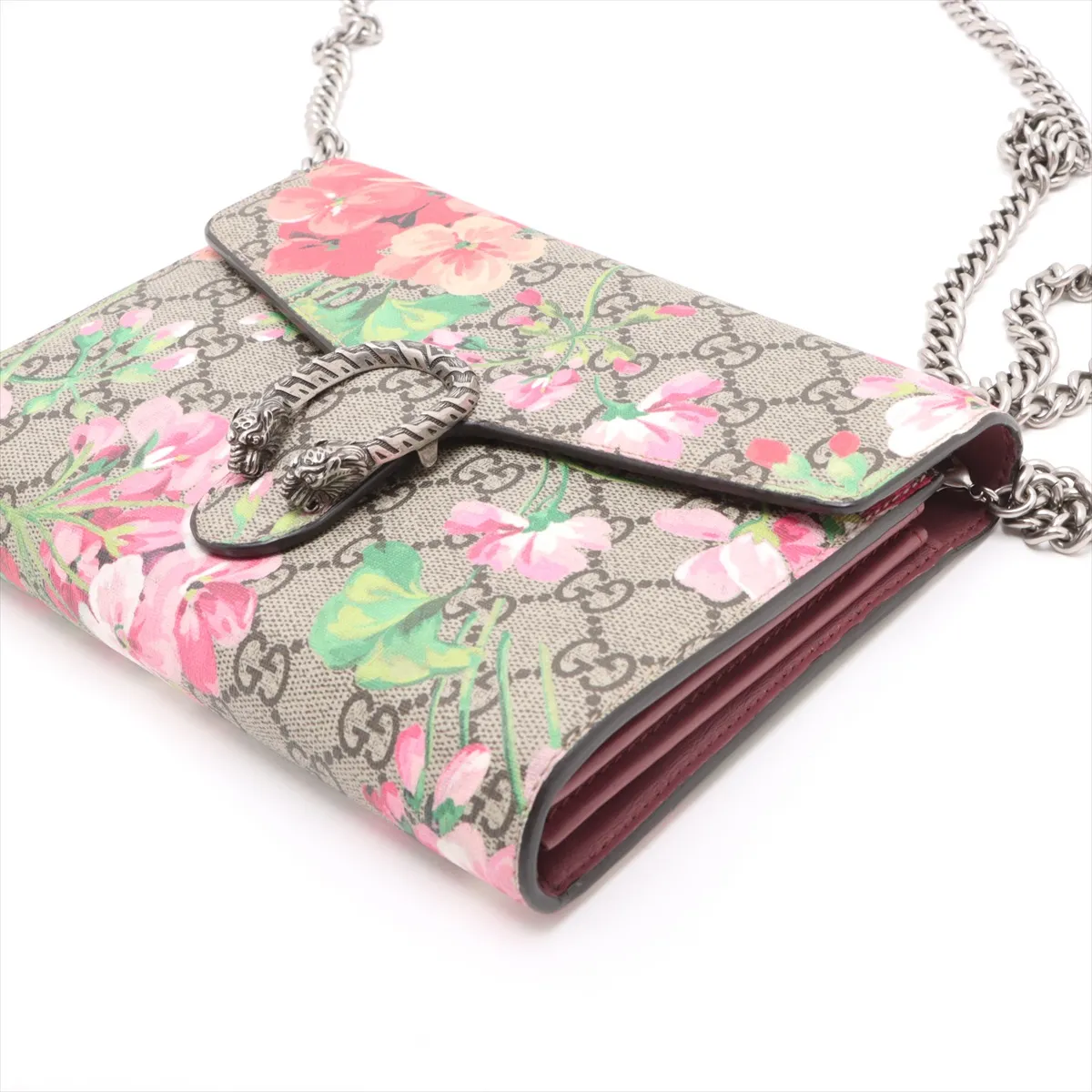 GG Supreme PVC x Leather Chain Wallet Beige 401231 — view 3