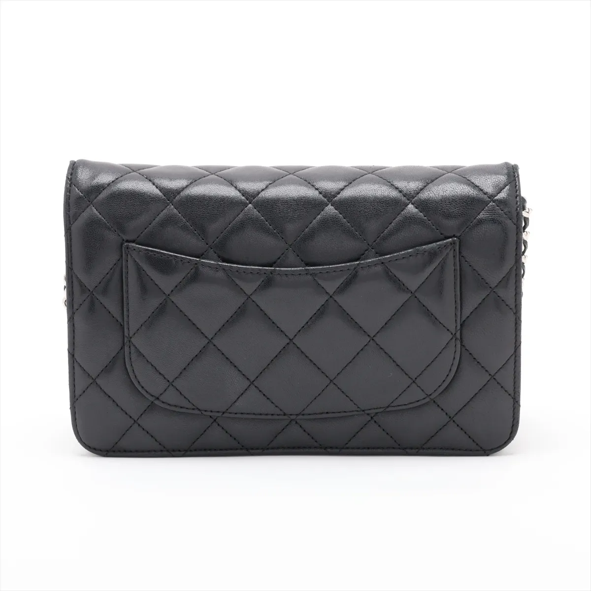 Matelassé Lambskin Chain Wallet, Black with Silver Hardware, 16876868 (Serial Number 16) — view 2
