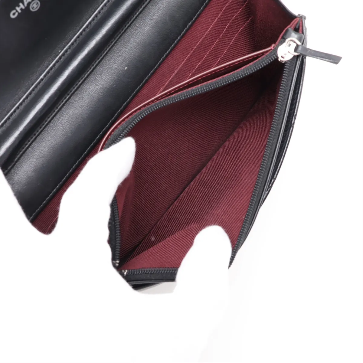 Matelassé Lambskin Chain Wallet, Black with Silver Hardware, 16876868 (Serial Number 16) — view 8