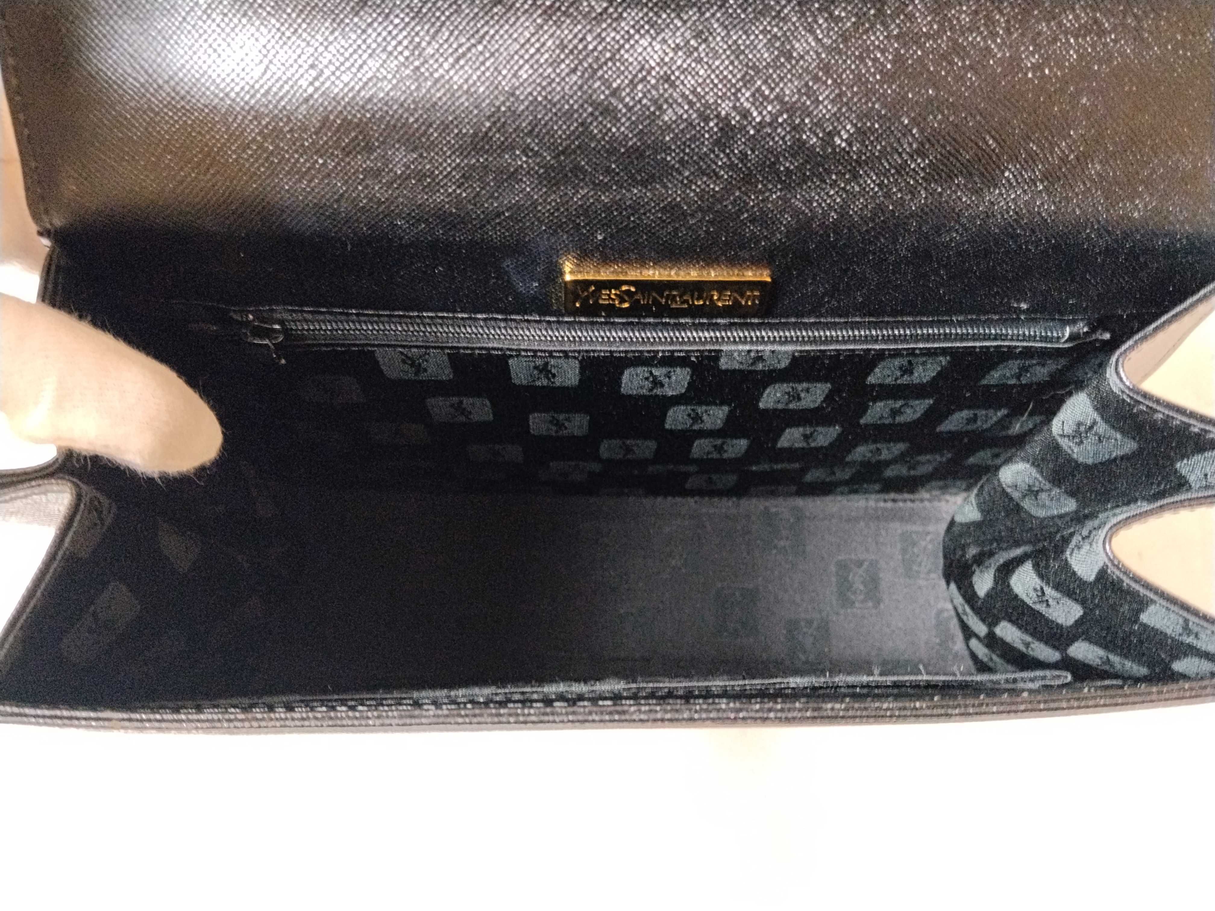 Leather Top Handle YSL Logo Black Handbag — view 11