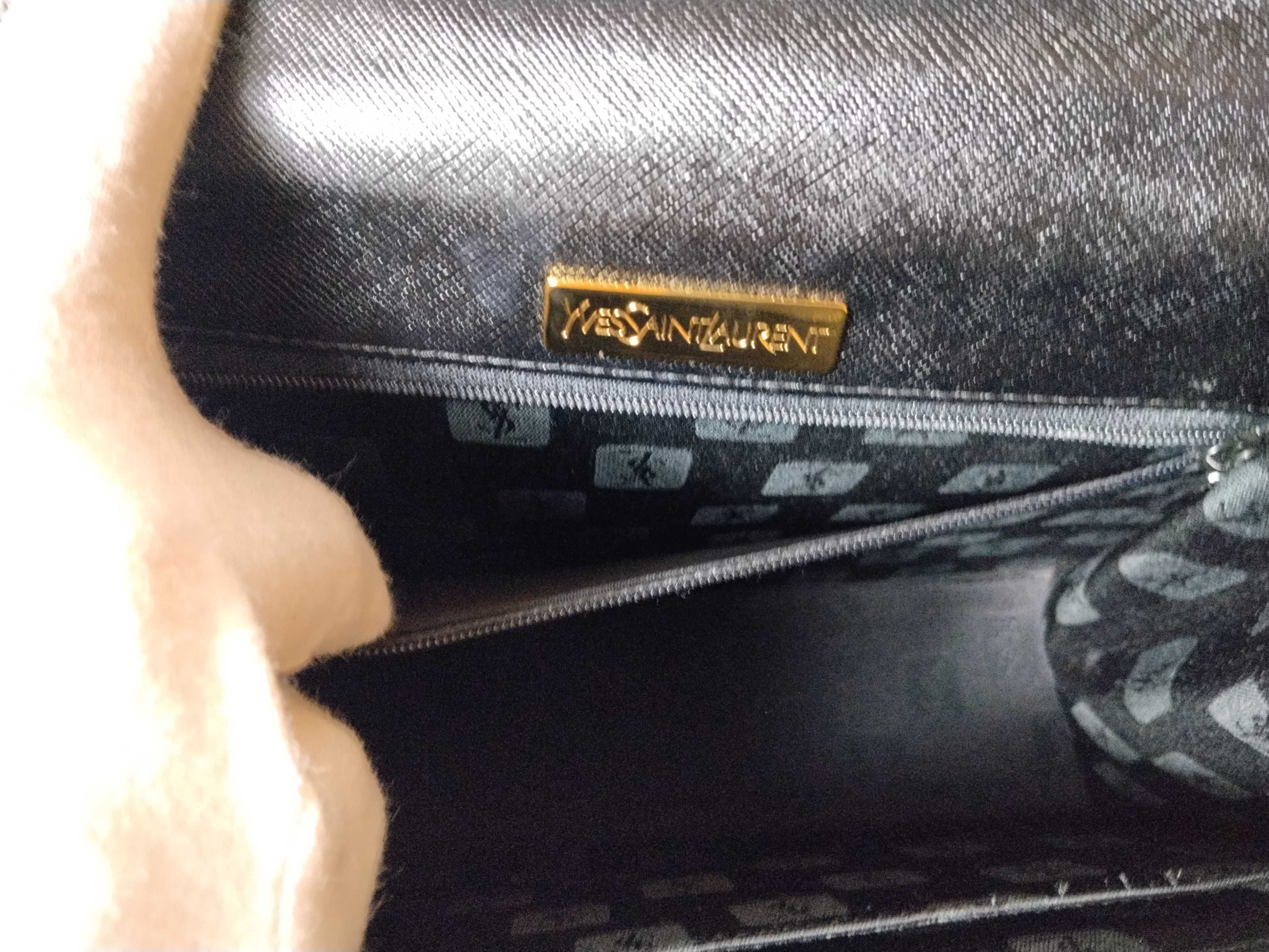 Leather Top Handle YSL Logo Black Handbag — view 12