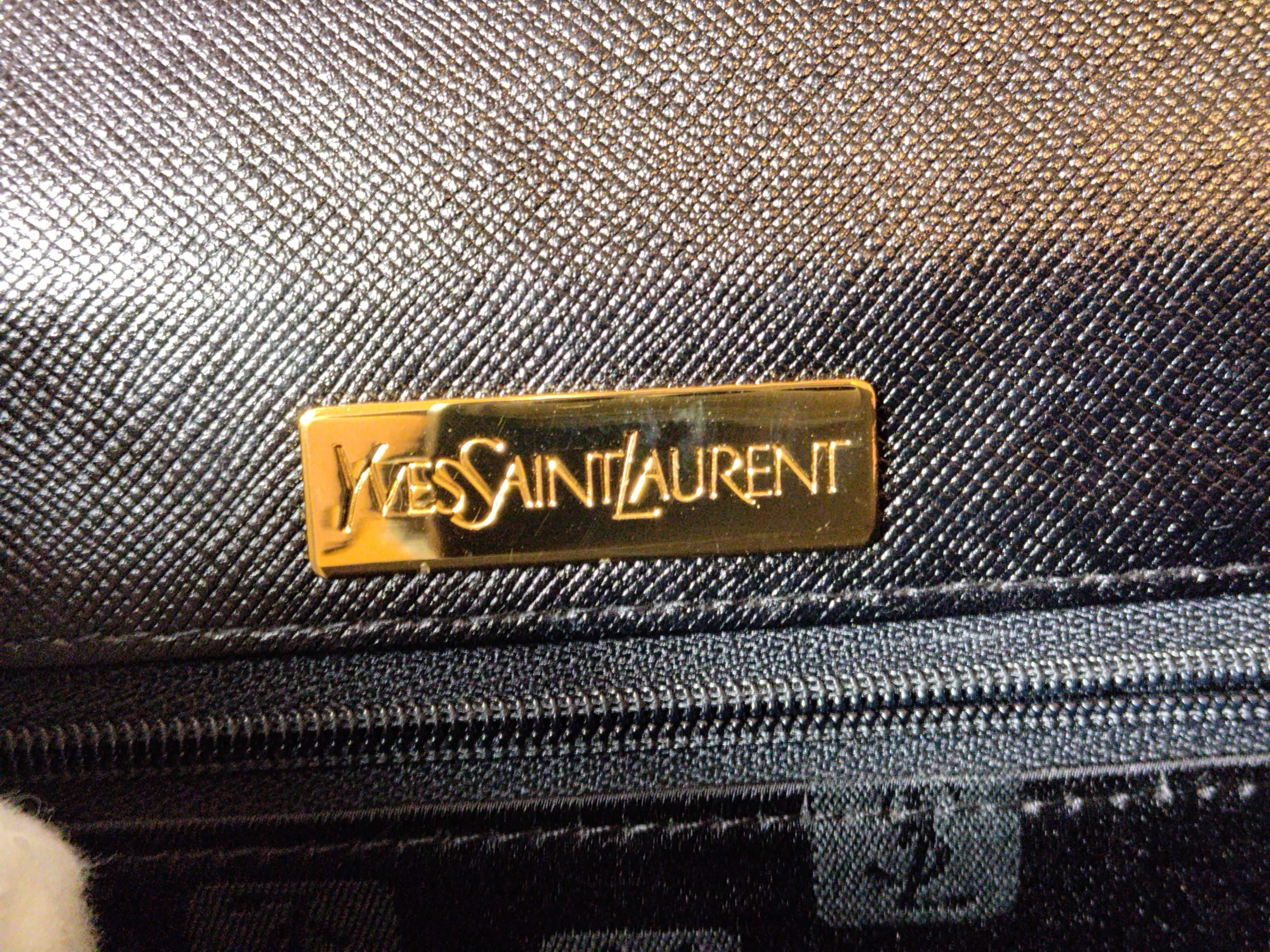 Leather Top Handle YSL Logo Black Handbag — view 13