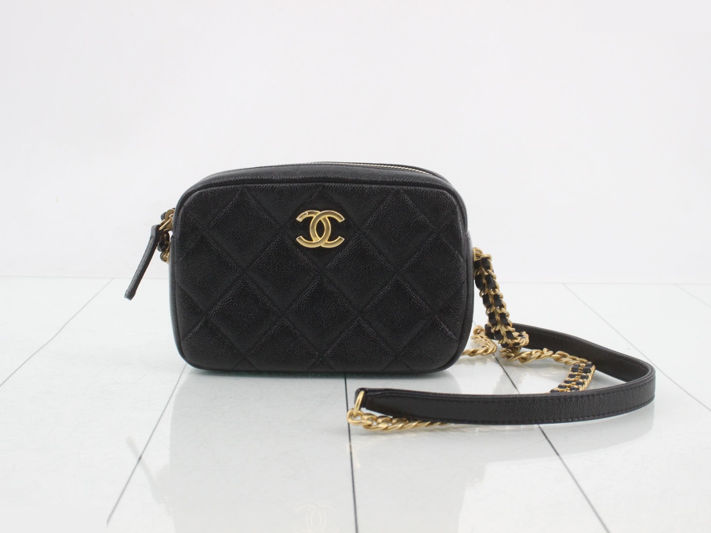 Coco Mark Matelassé Caviar Skin Camera Bag Shoulder Bag