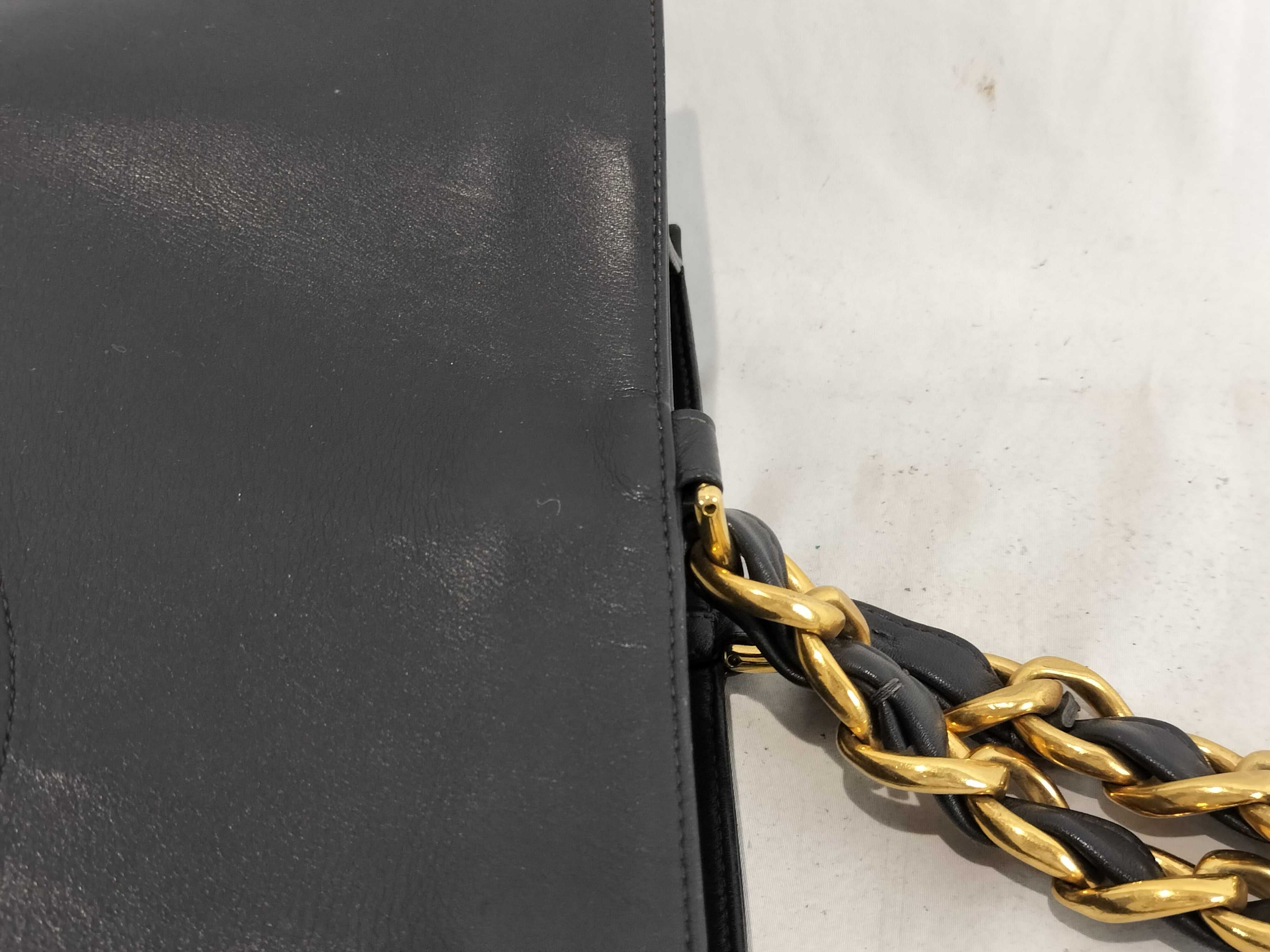 Lambskin Leather Chain Tote Bag with Large Coco Mark (Black) — view 6