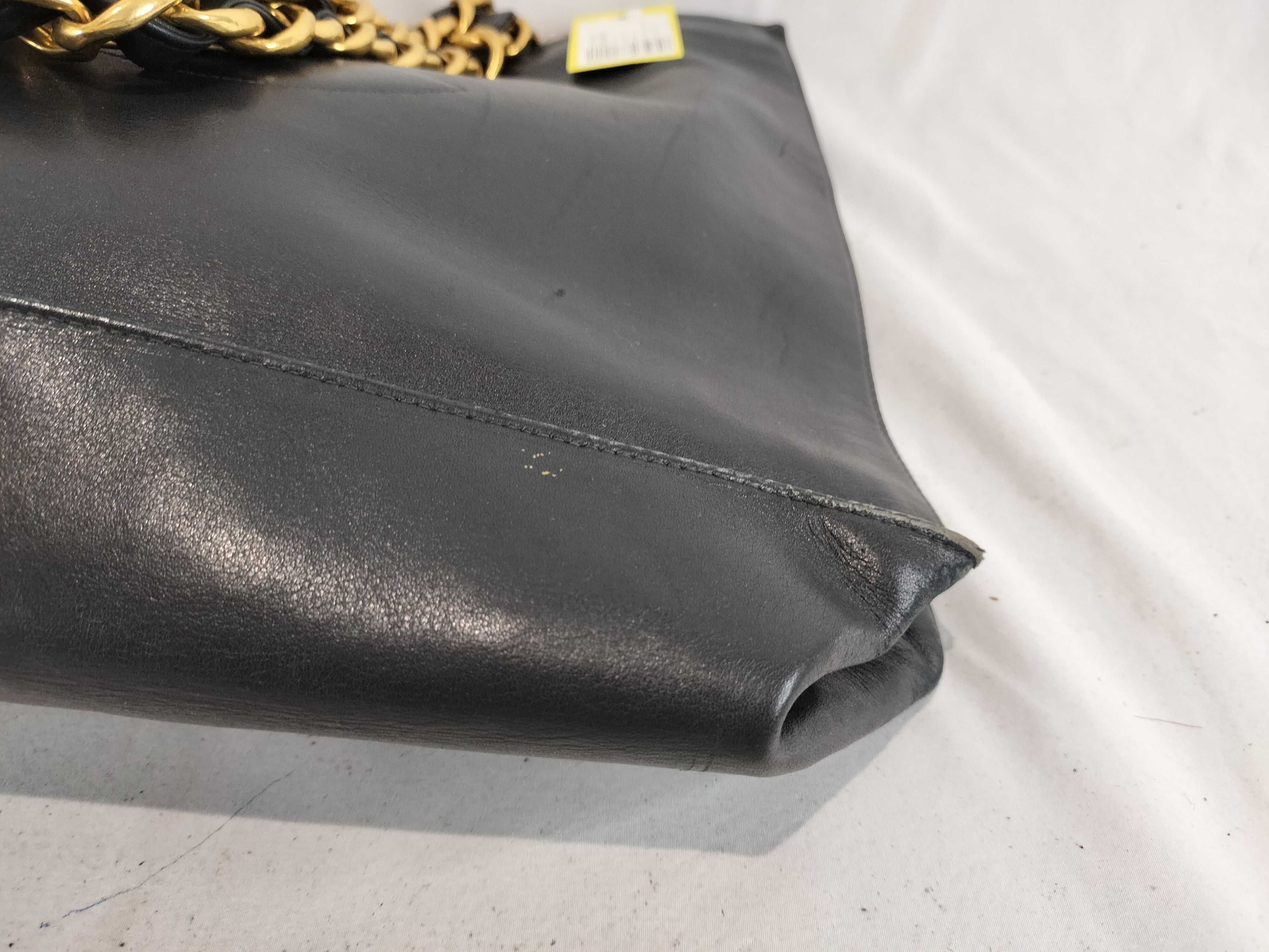 Lambskin Leather Chain Tote Bag with Large Coco Mark (Black) — view 7
