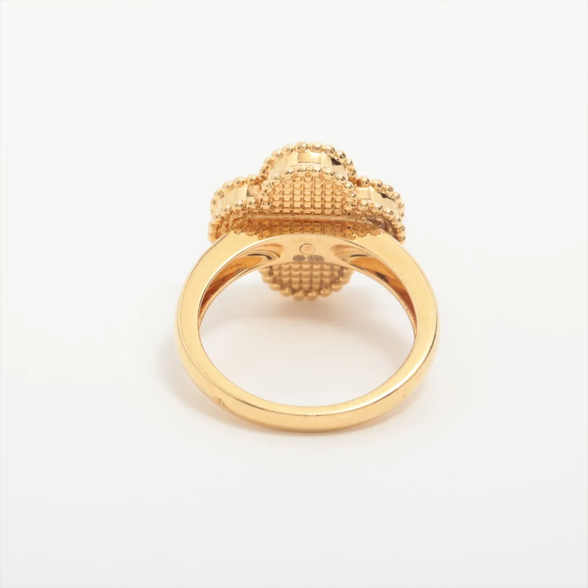 Vintage Alhambra Malachite Diamond Ring, 750 (Yellow Gold), 5.9g, 0.06 carat diamond, size 49, JA719803. Malachite has — view 2
