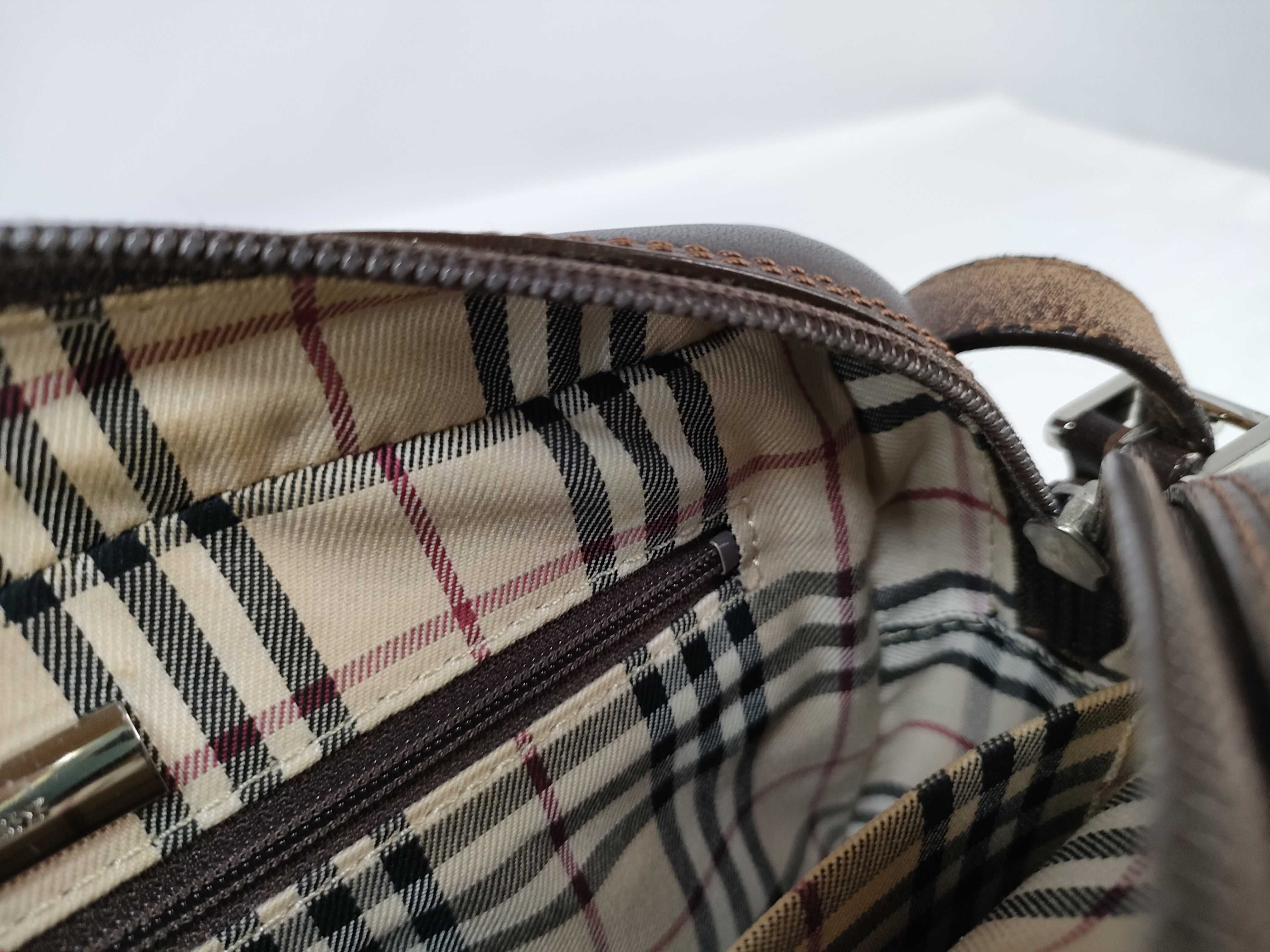 Leather Shoulder Bag with Checkered Interior — view 14