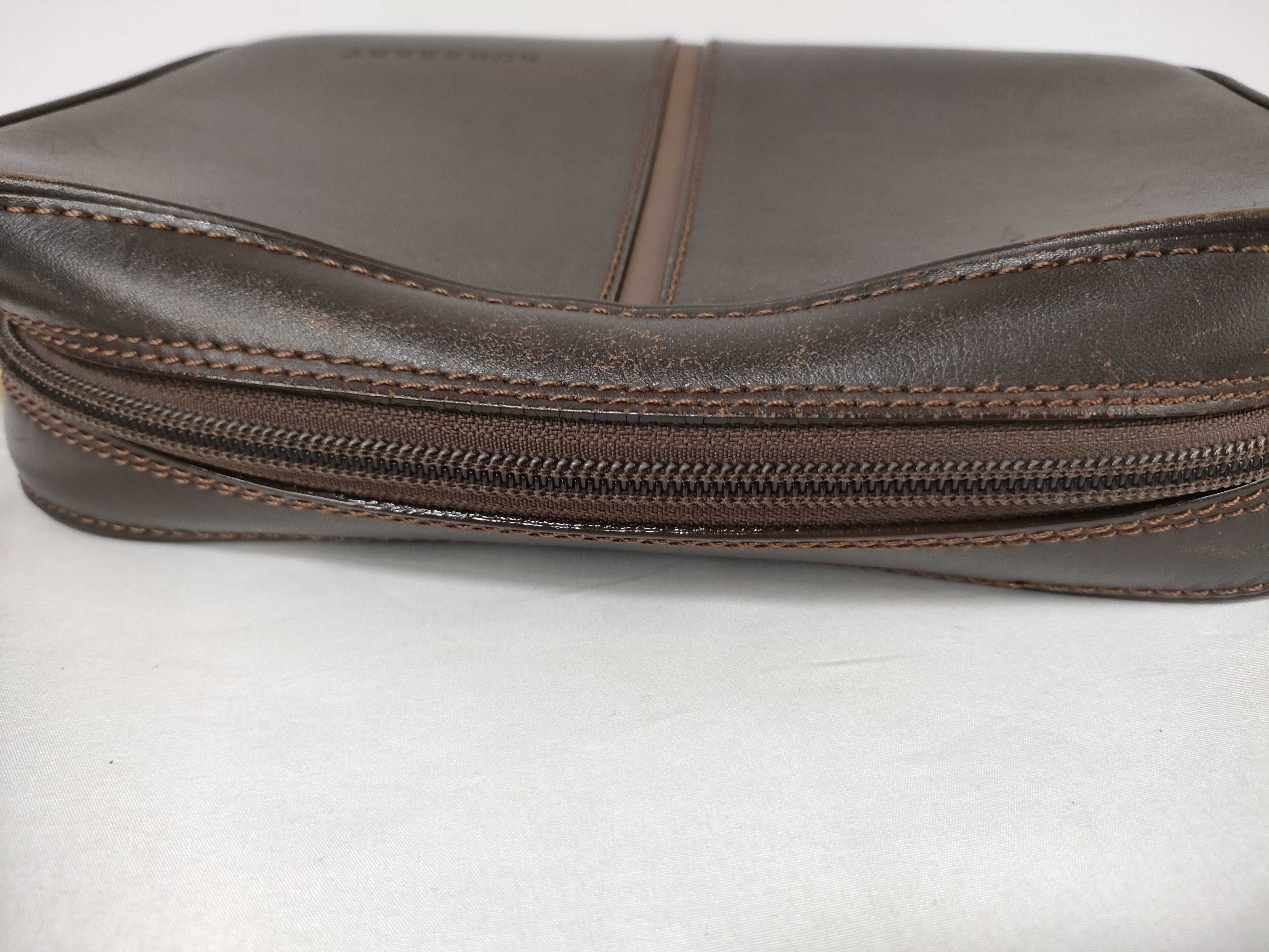 Leather Shoulder Bag with Checkered Interior — view 6