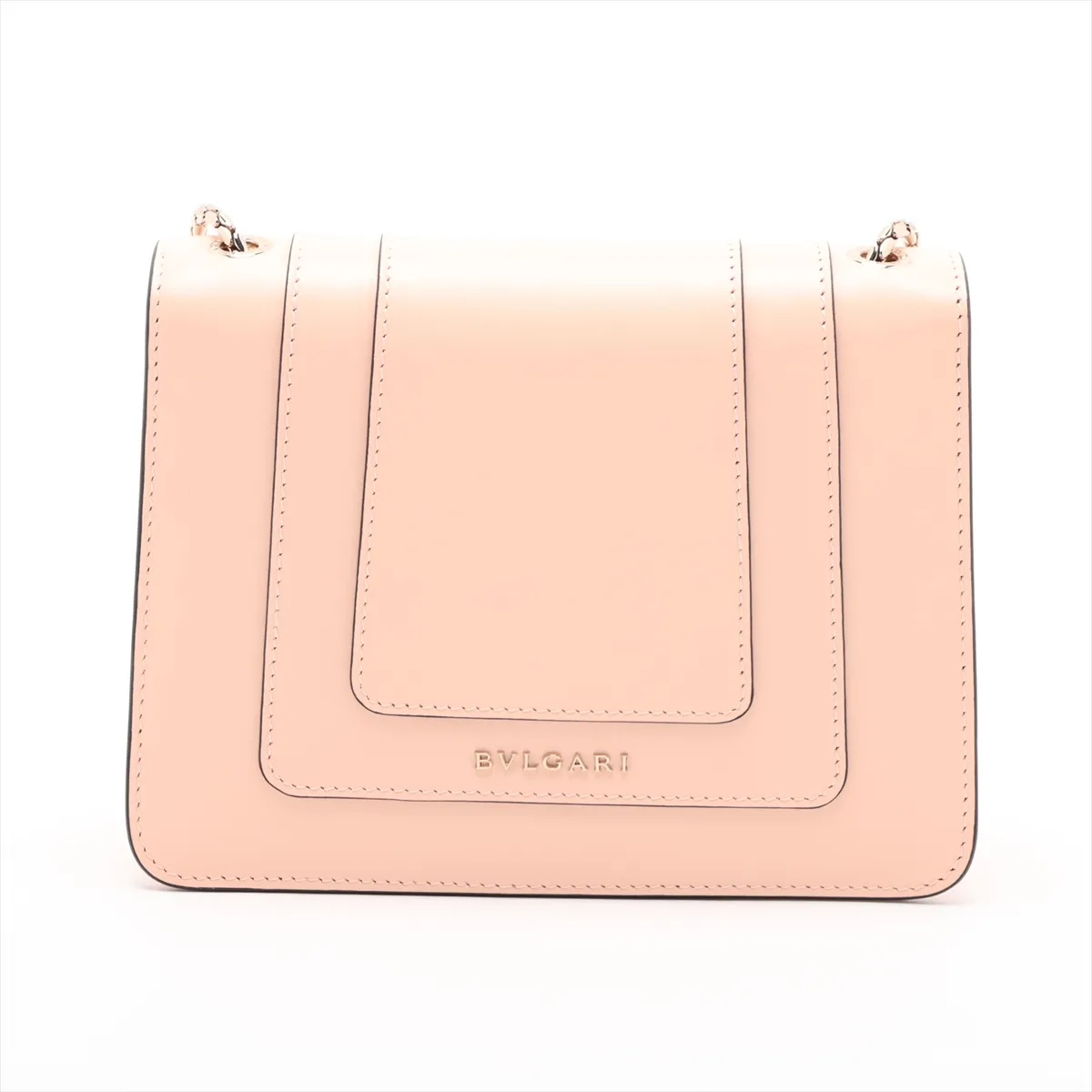Serpenti Leather Chain Shoulder Bag, Beige, with Mirror — view 2