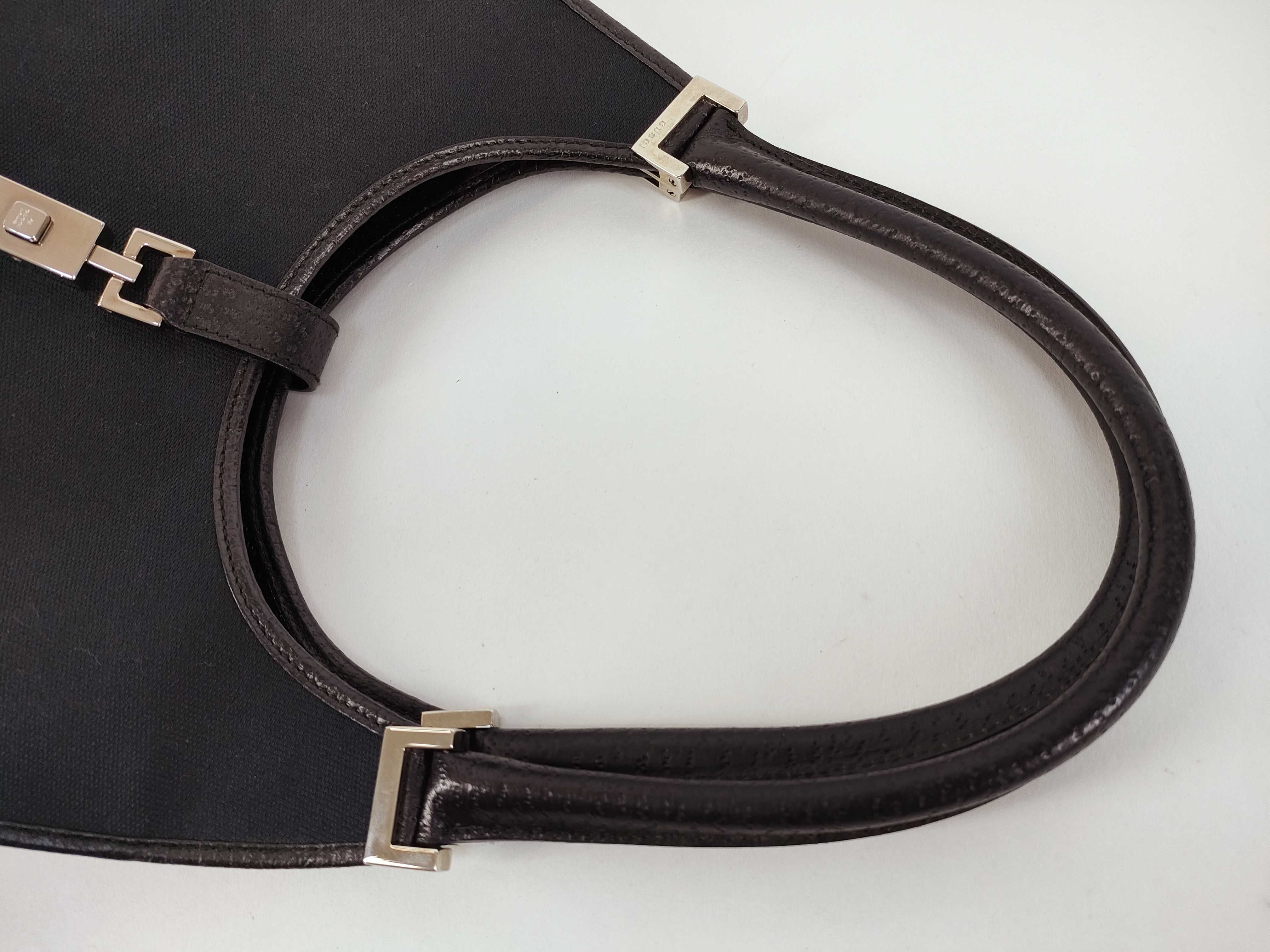 Jackie Canvas Leather Handbag, Black — view 3