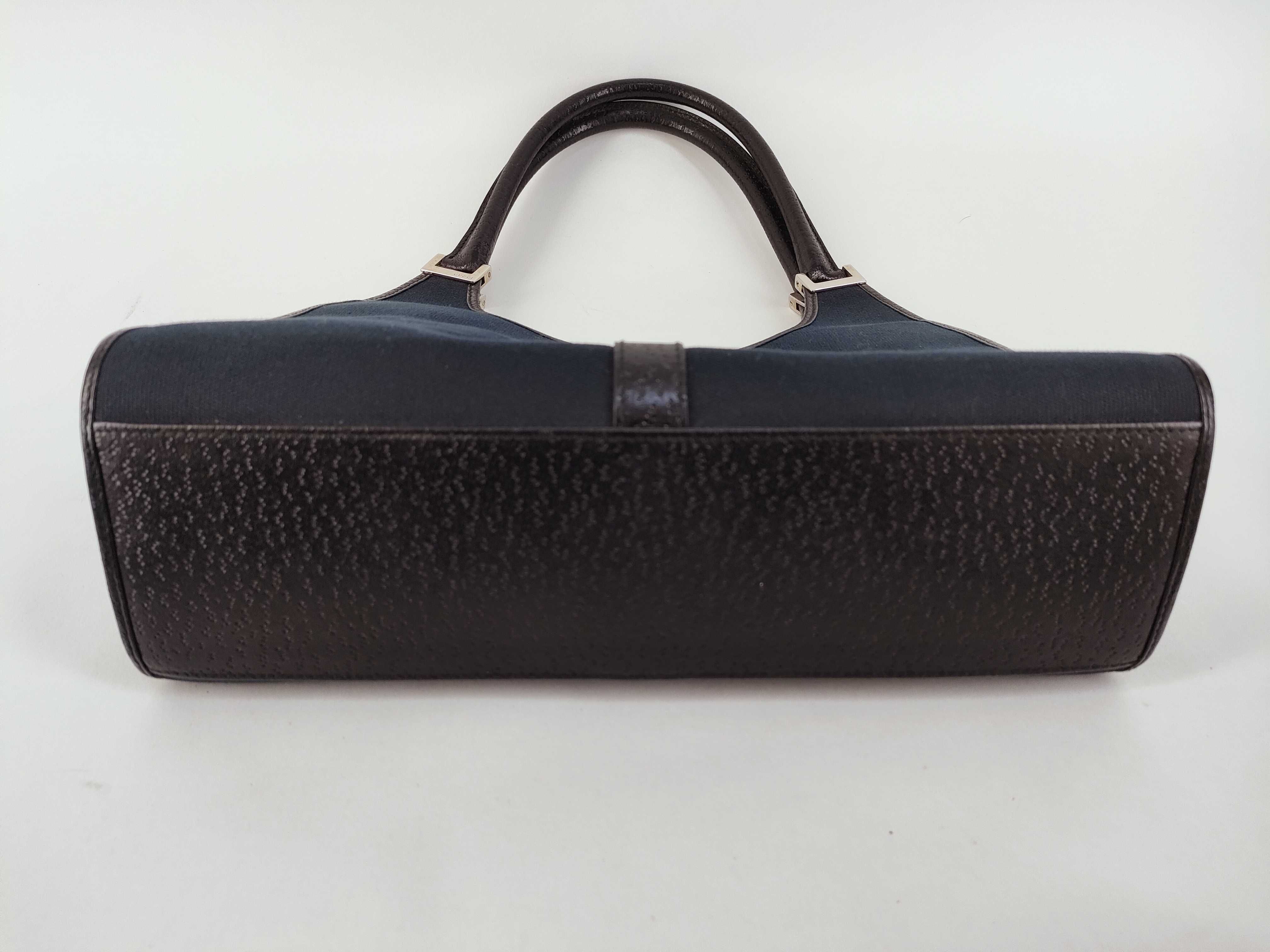 Jackie Canvas Leather Handbag, Black — view 7