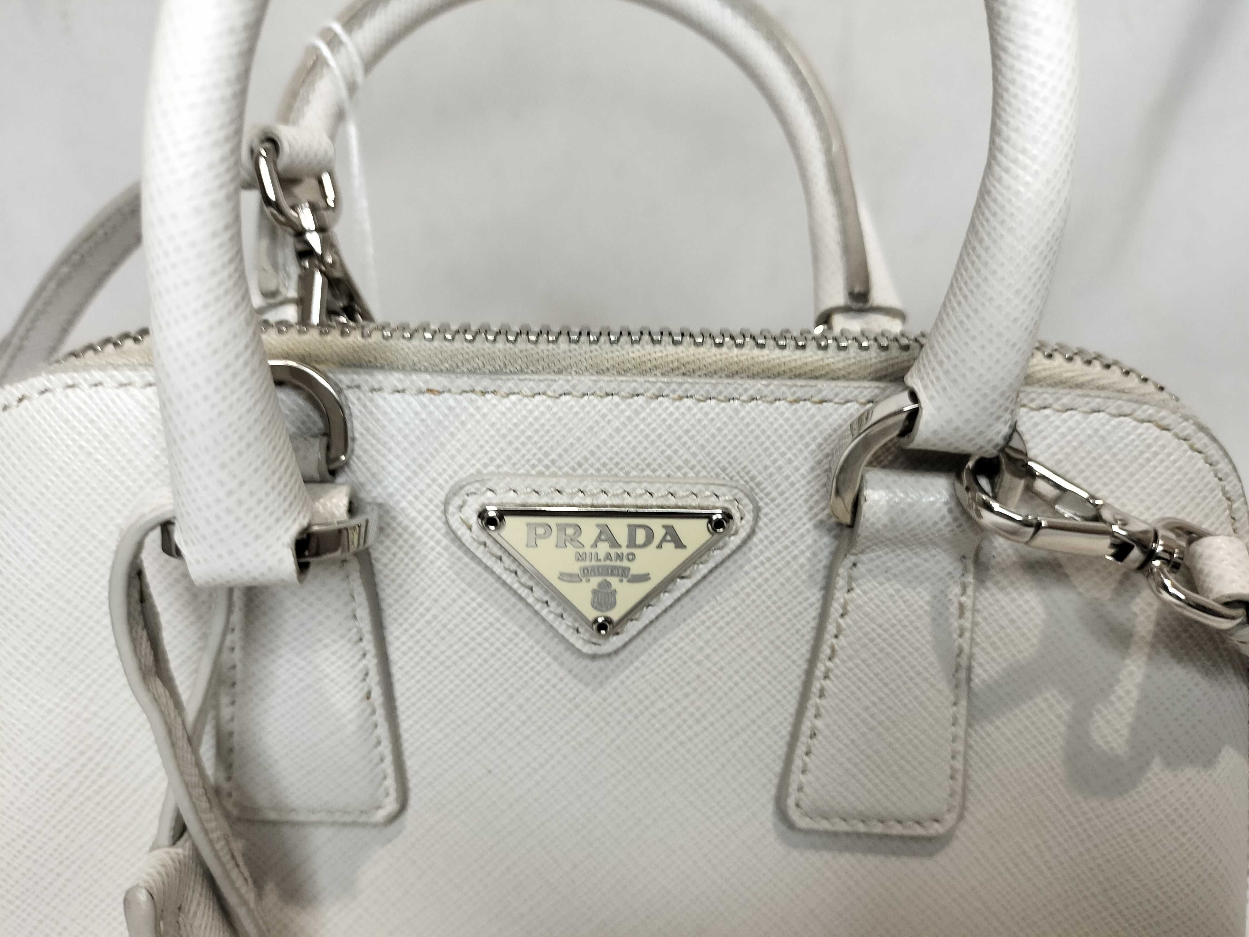 FR- Saffiano white 2-way handbag leather 1BH851 shoulder bag — view 2