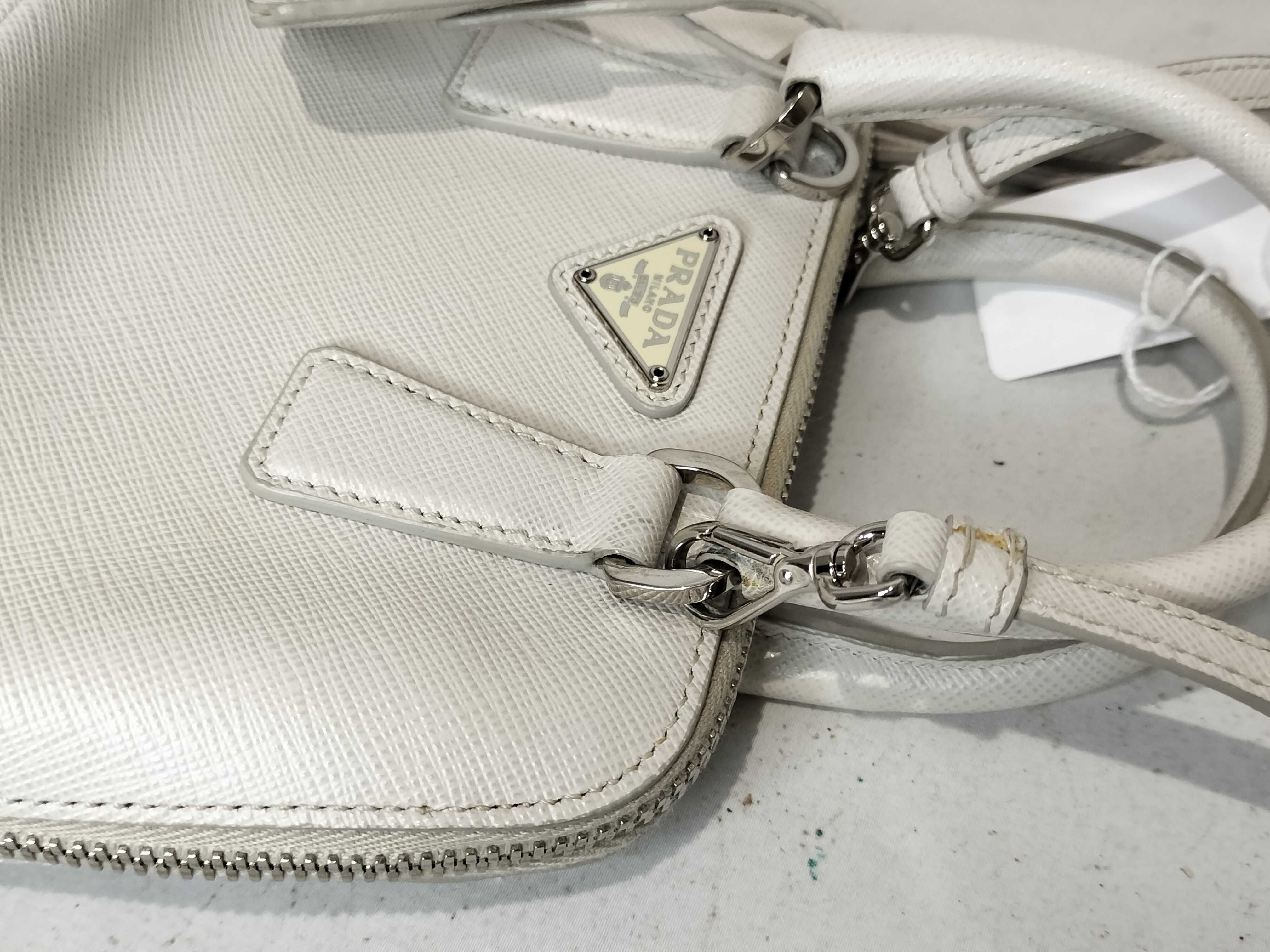 FR- Saffiano white 2-way handbag leather 1BH851 shoulder bag — view 6