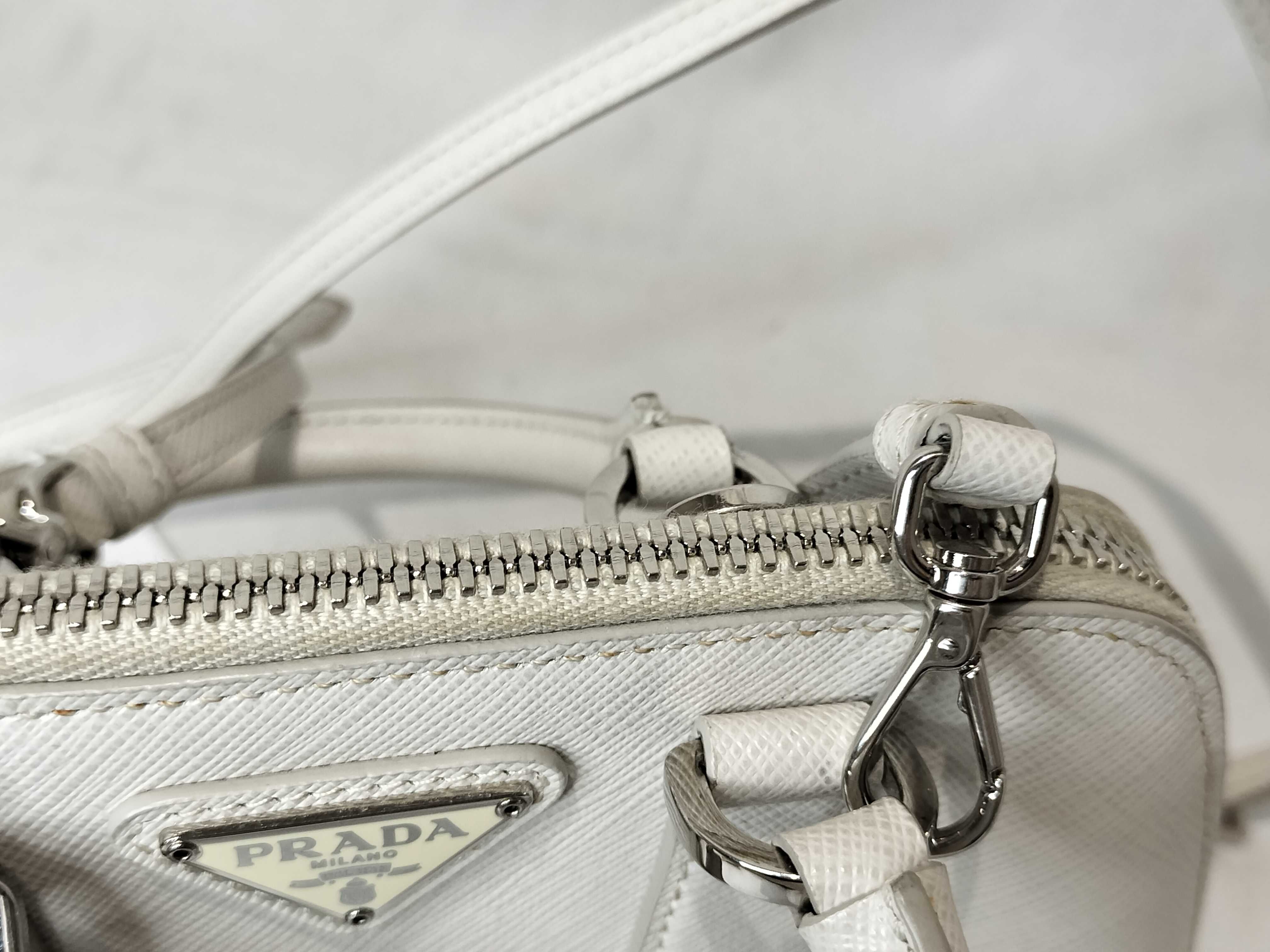 FR- Saffiano white 2-way handbag leather 1BH851 shoulder bag — view 9