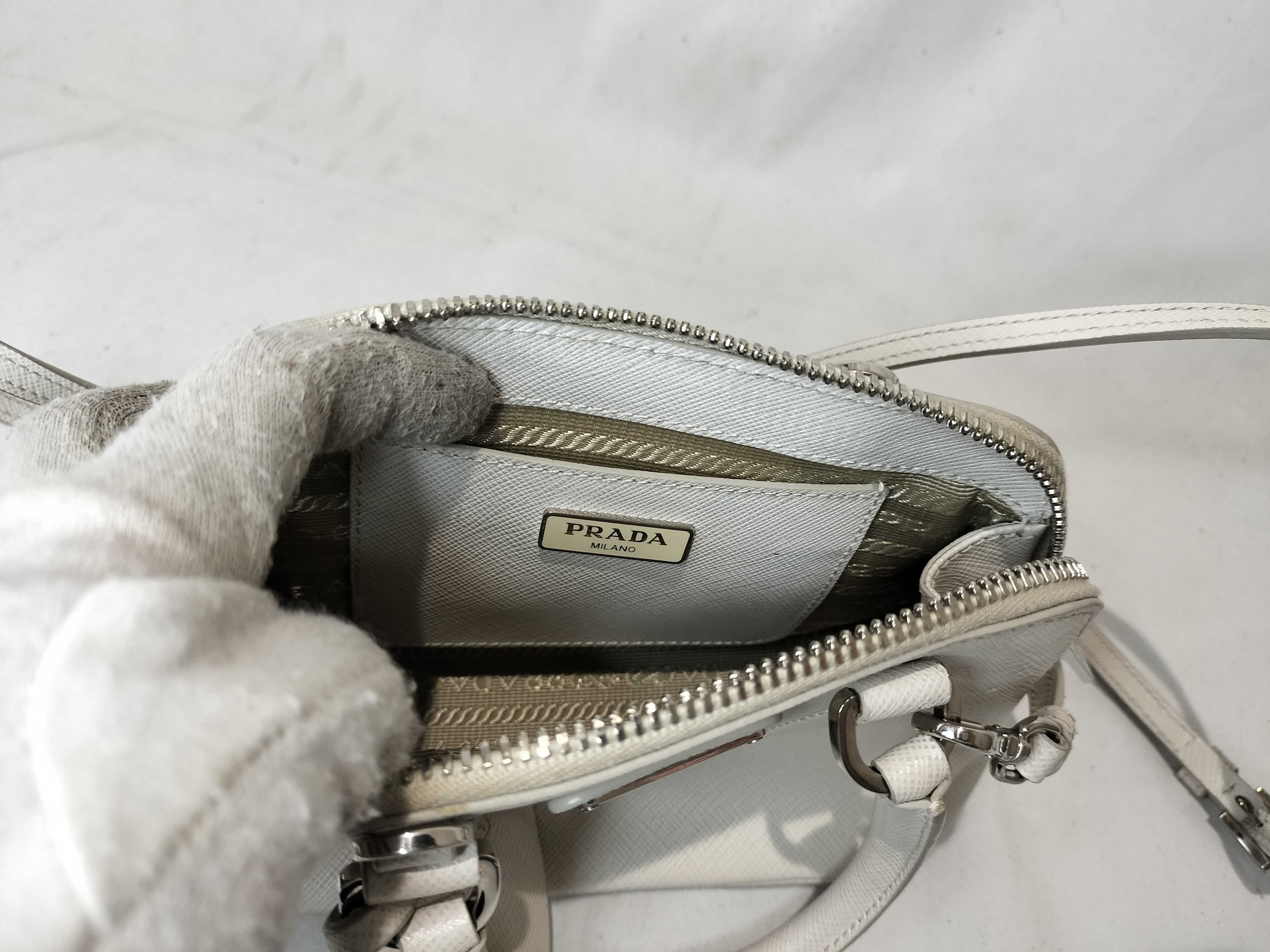 FR- Saffiano white 2-way handbag leather 1BH851 shoulder bag — view 10