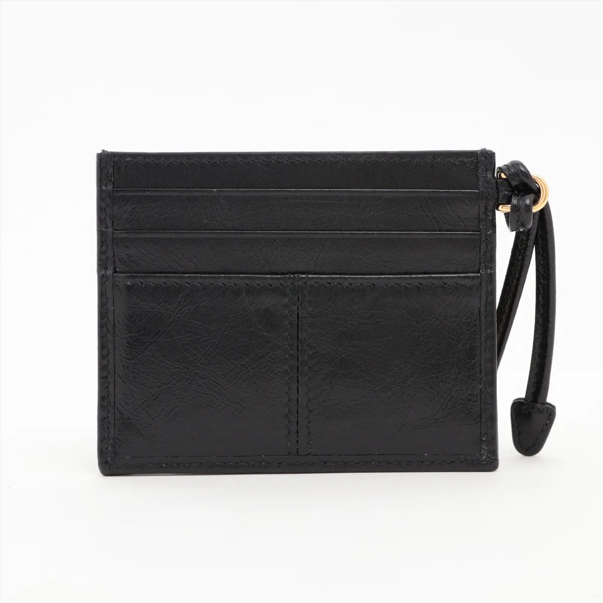 Triangle Logo Leather Card Case, Black — view 2