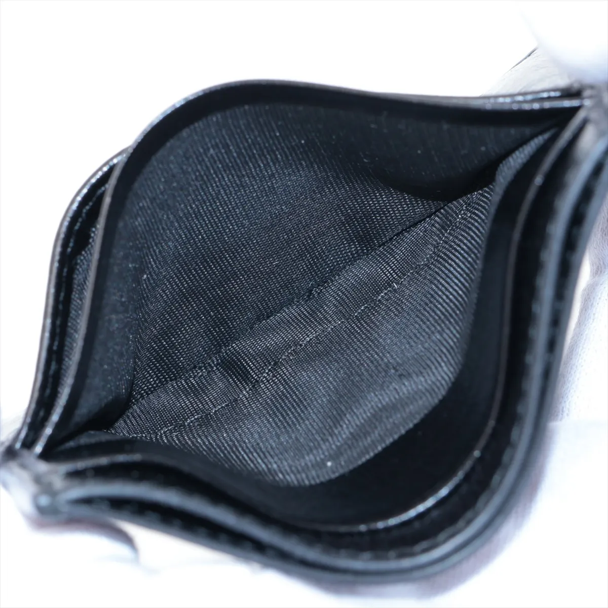Triangle Logo Leather Card Case, Black — view 4