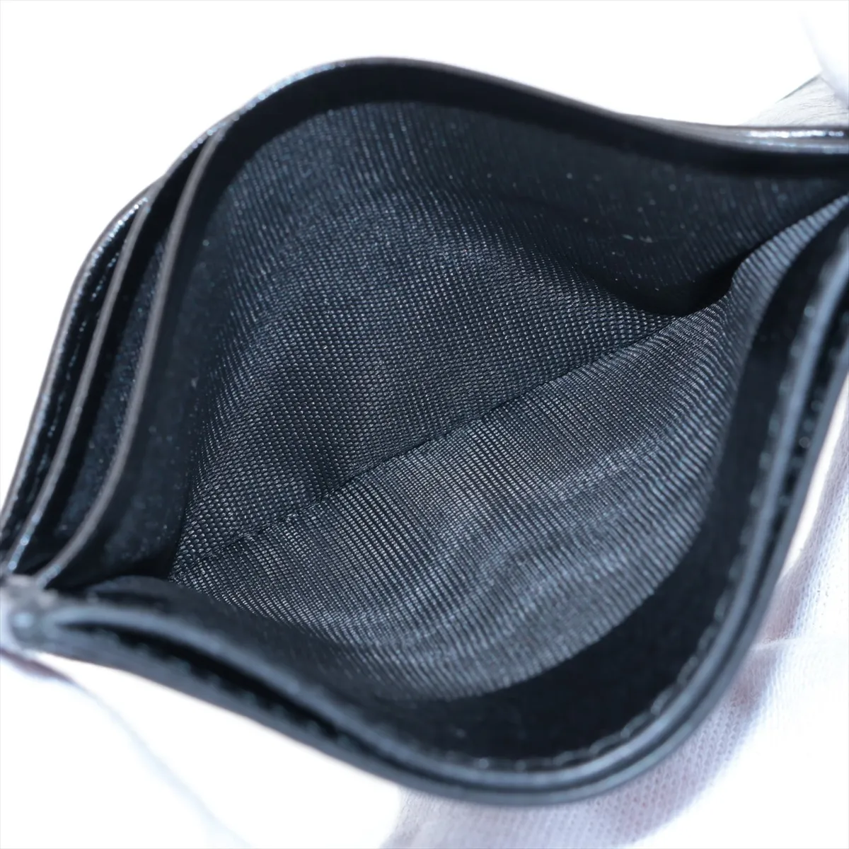 Triangle Logo Leather Card Case, Black — view 5