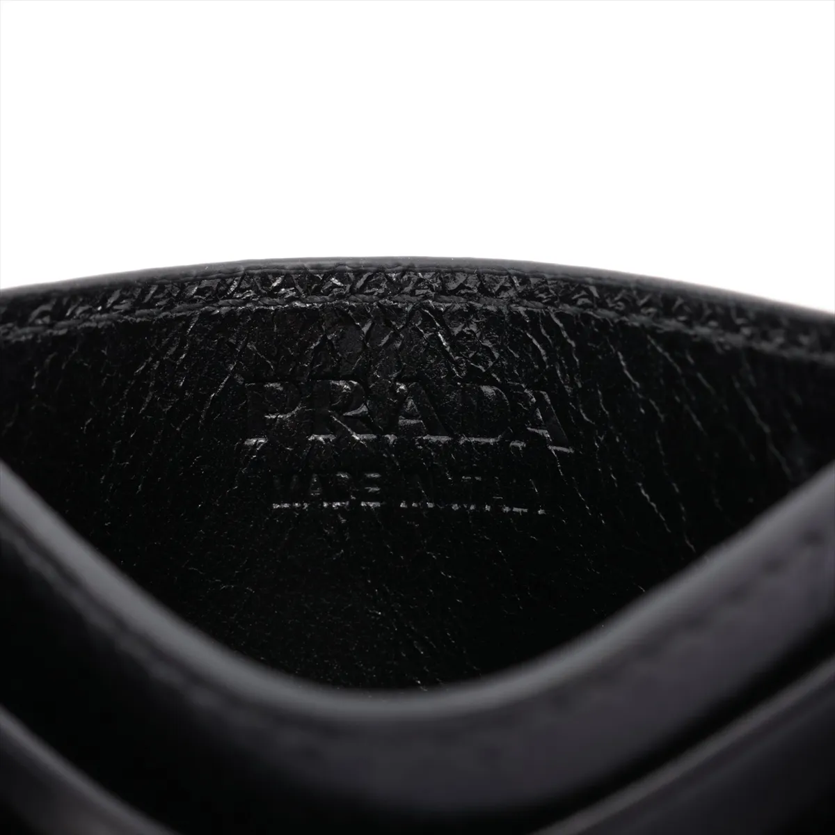 Triangle Logo Leather Card Case, Black — view 10