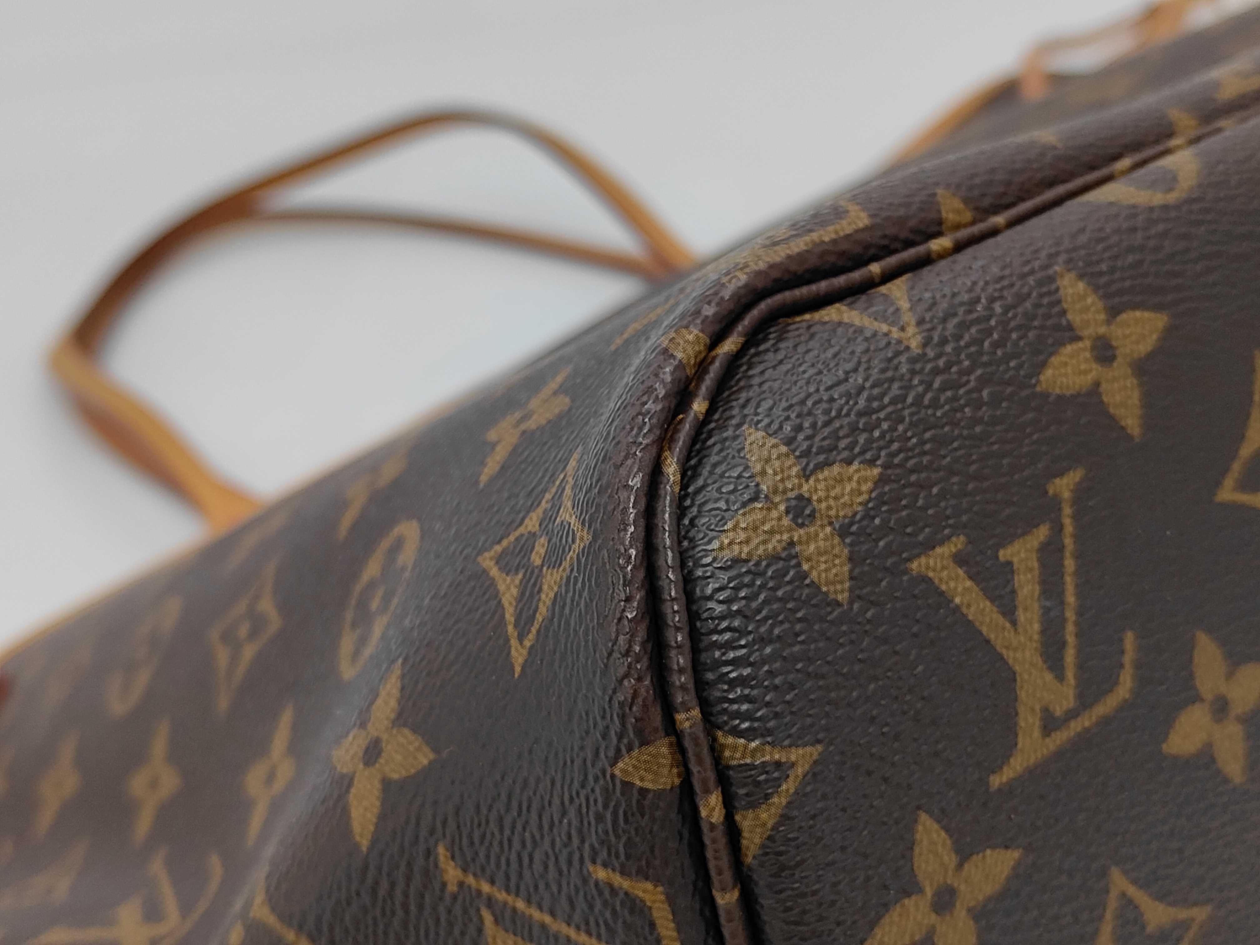 Monogram LV Neverfull MM Monogram Pattern Coated Canvas x Cowhide Leather Tote Bag Handbag — view 6
