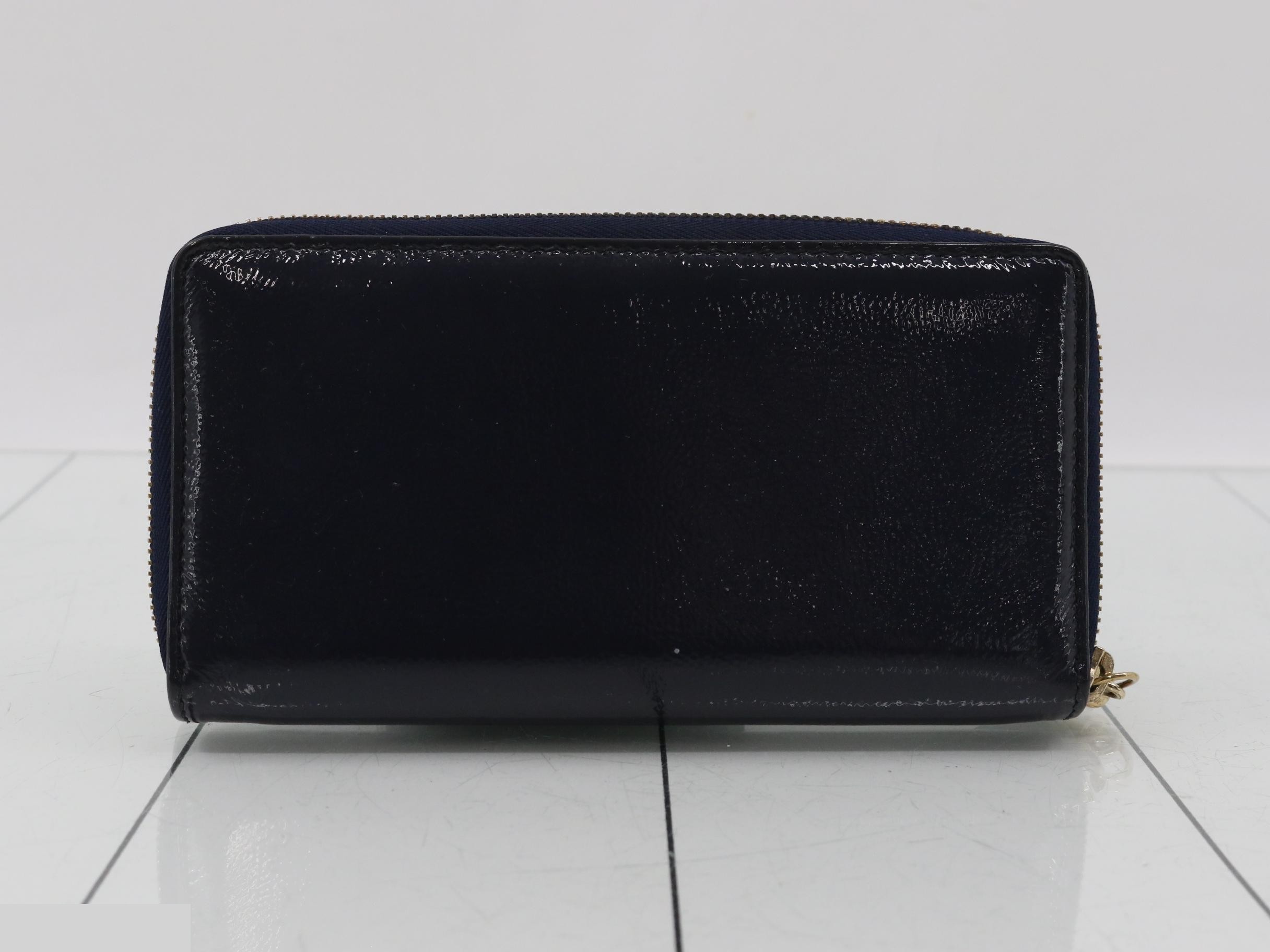Soho (Bag) - Wallet, Round Zipper Long Wallet, Navy, Patent Leather — view 2