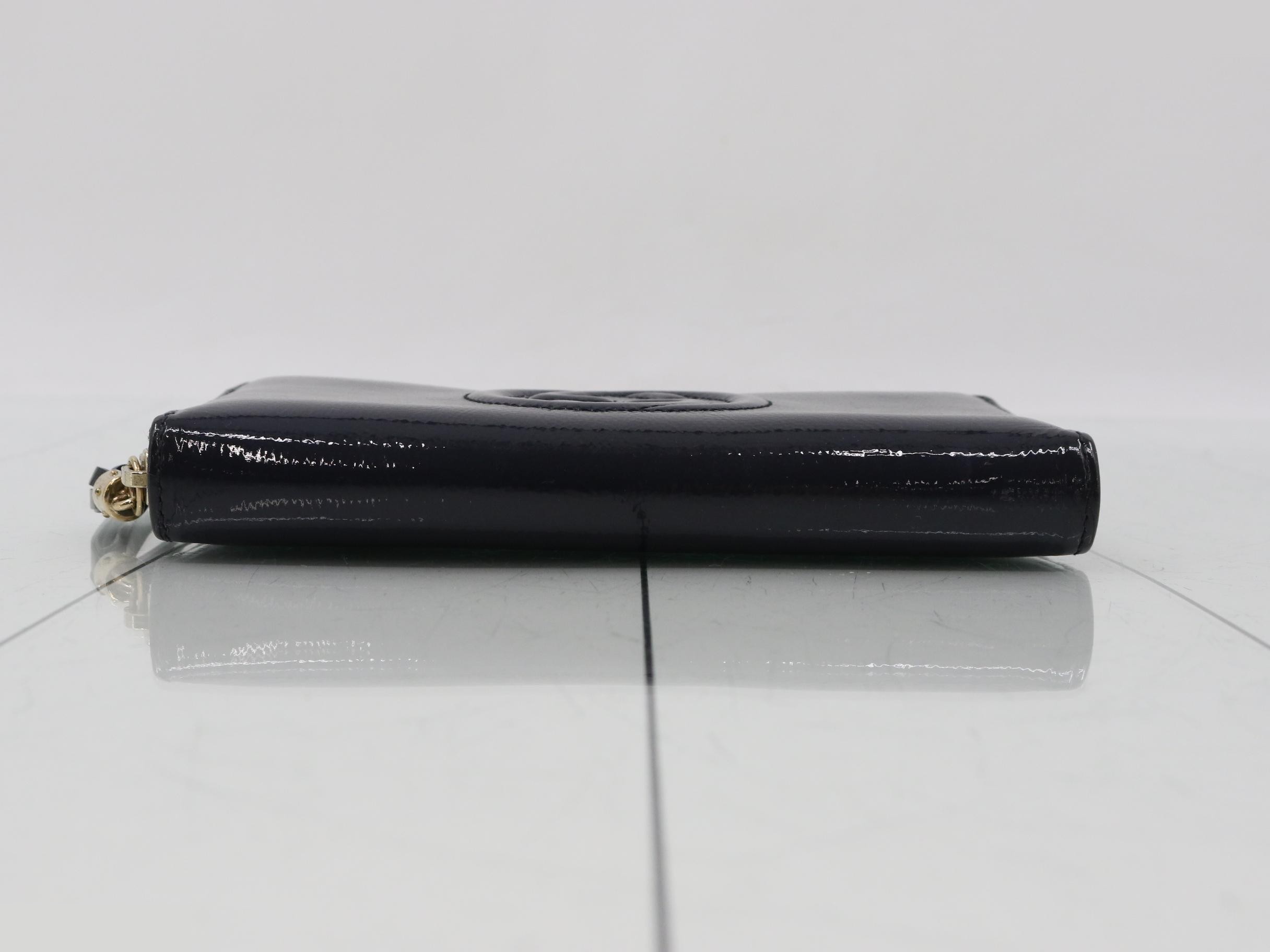 Soho (Bag) - Wallet, Round Zipper Long Wallet, Navy, Patent Leather — view 3